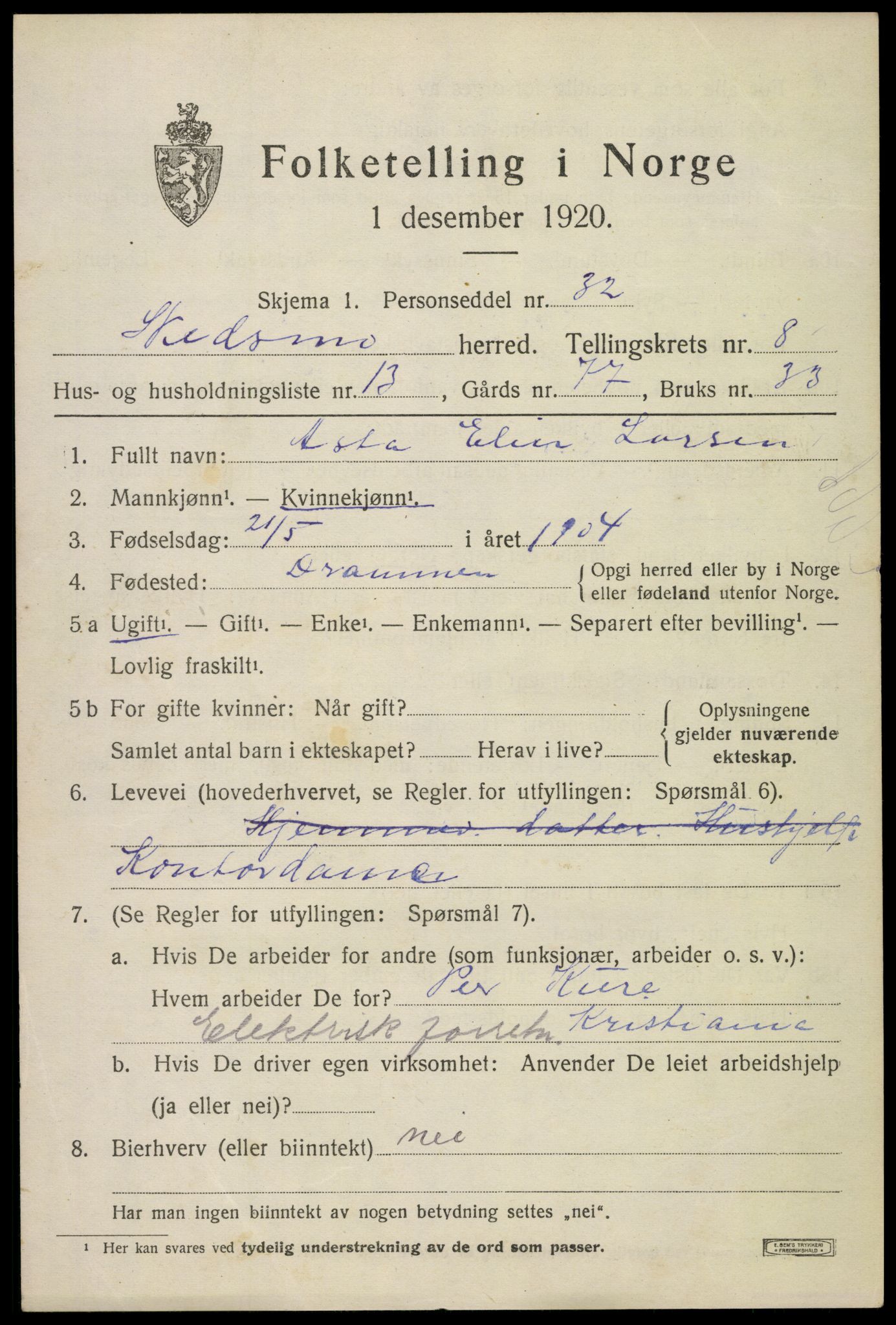 SAO, 1920 census for Skedsmo, 1920, p. 9063