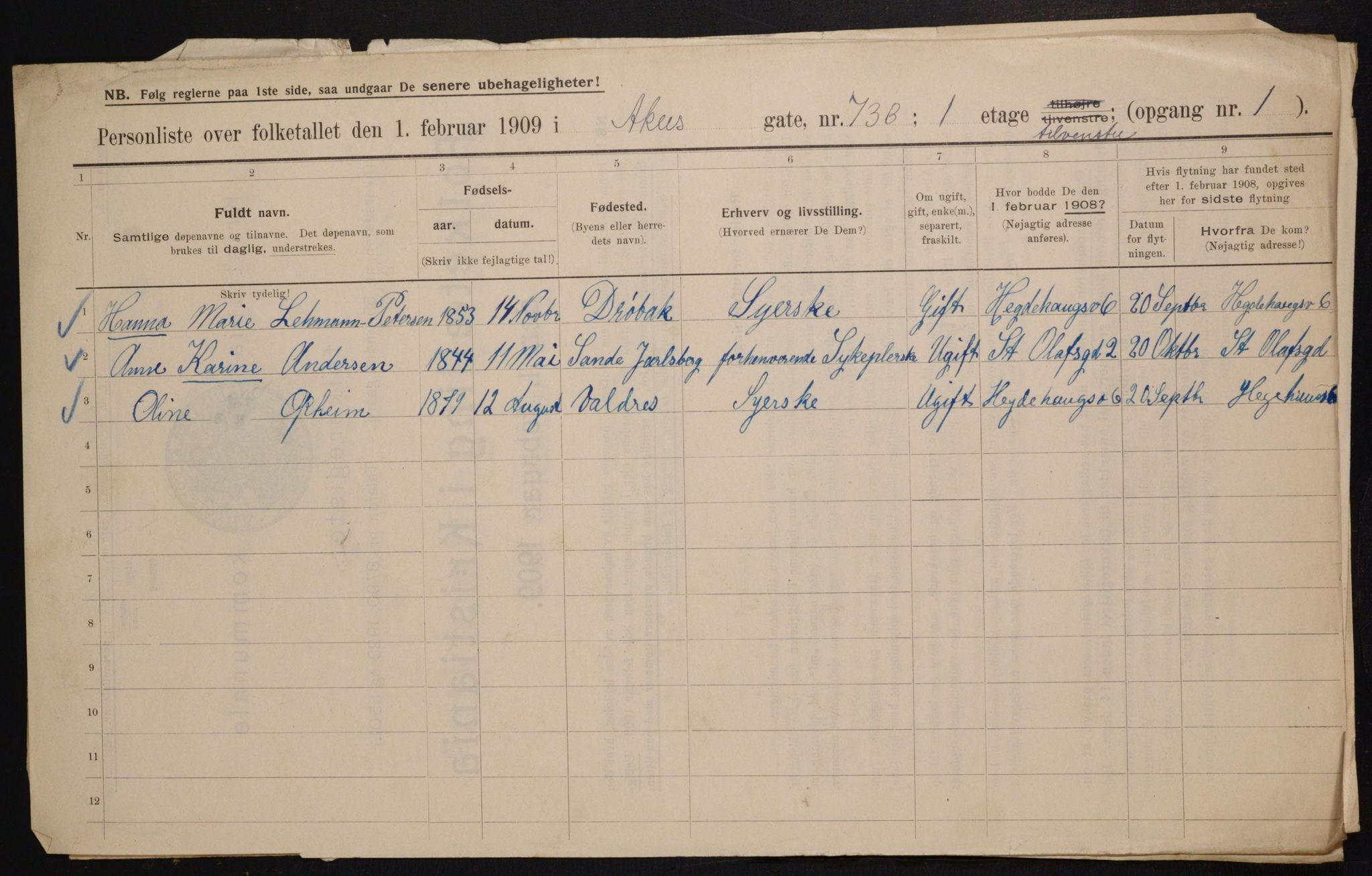 OBA, Municipal Census 1909 for Kristiania, 1909, p. 780