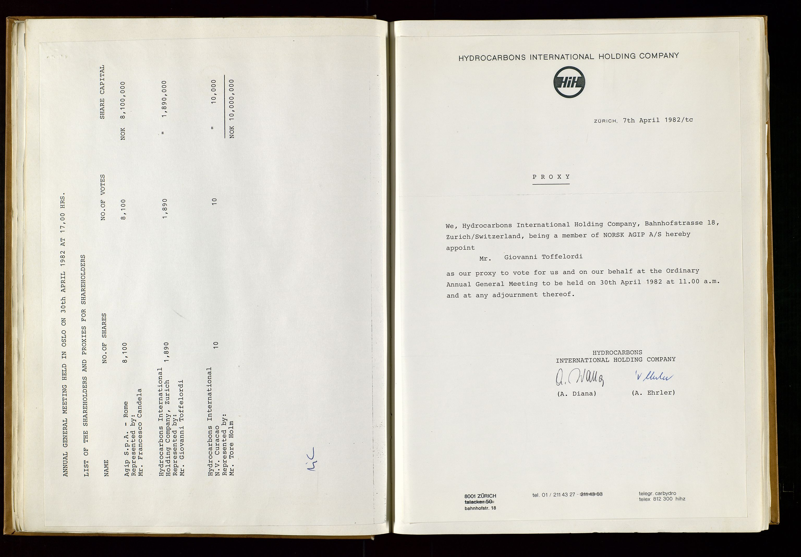 Pa 1583 - Norsk Agip AS, SAST/A-102138/A/Aa/L0001: General assembly and Board of Directors meeting minutes, 1965-1990