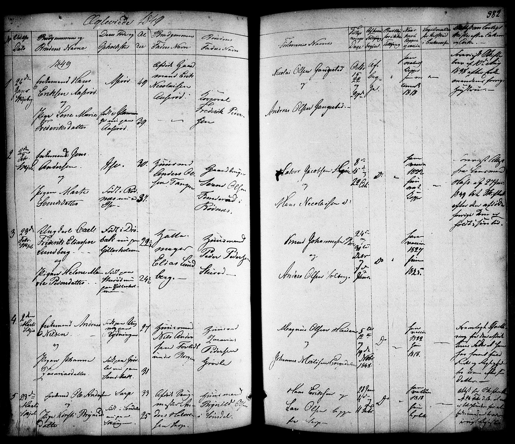 Skjeberg prestekontor Kirkebøker, SAO/A-10923/F/Fa/L0006: Parish register (official) no. I 6, 1846-1858, p. 382