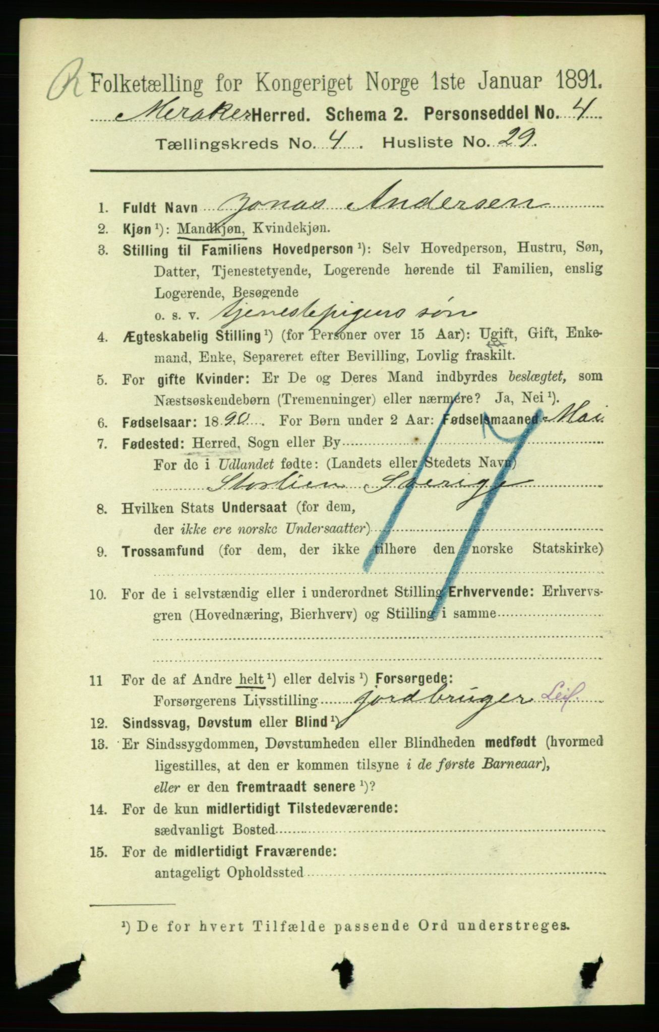 RA, 1891 census for 1711 Meråker, 1891, p. 1831