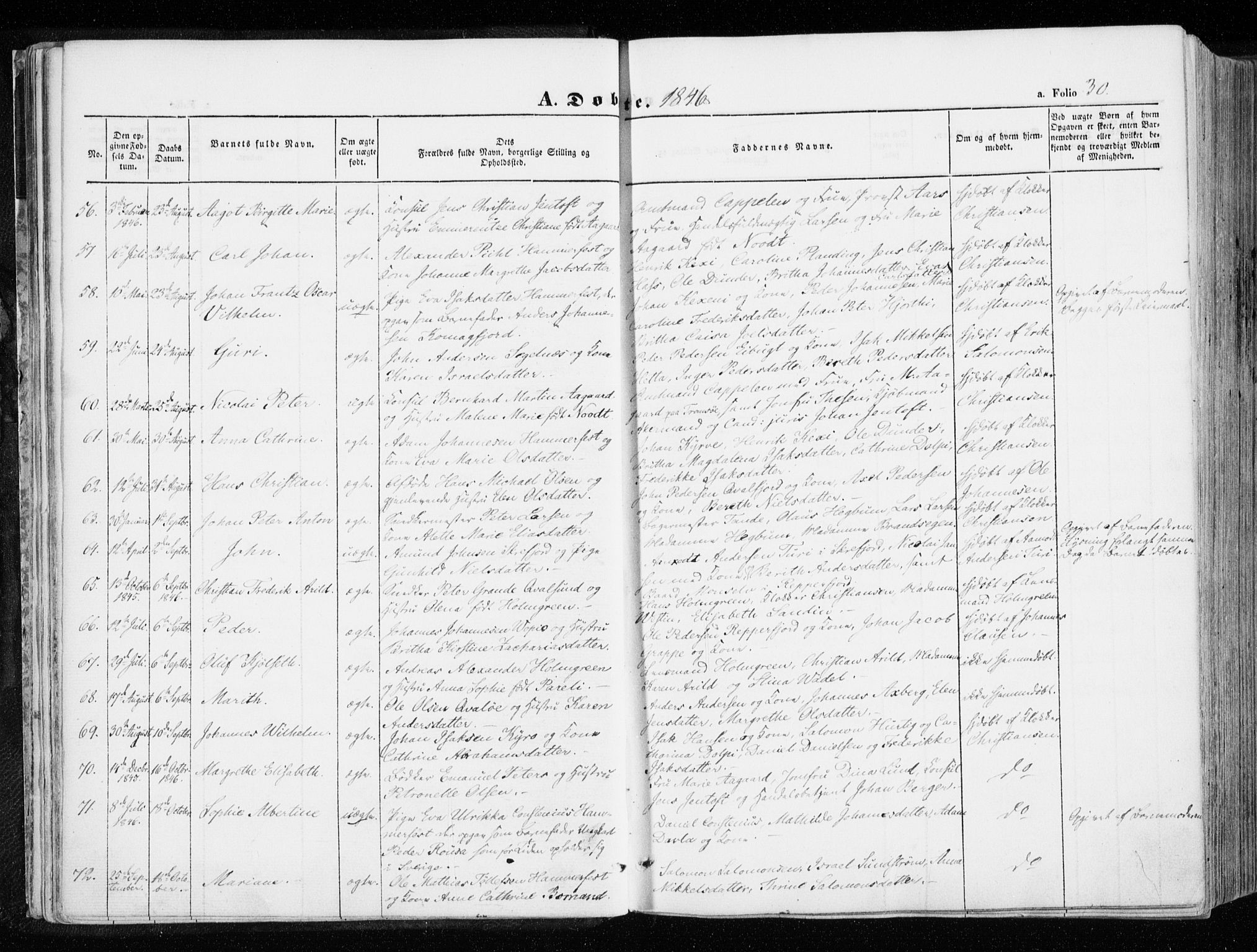 Hammerfest sokneprestkontor, SATØ/S-1347/H/Ha/L0004.kirke: Parish register (official) no. 4, 1843-1856, p. 30
