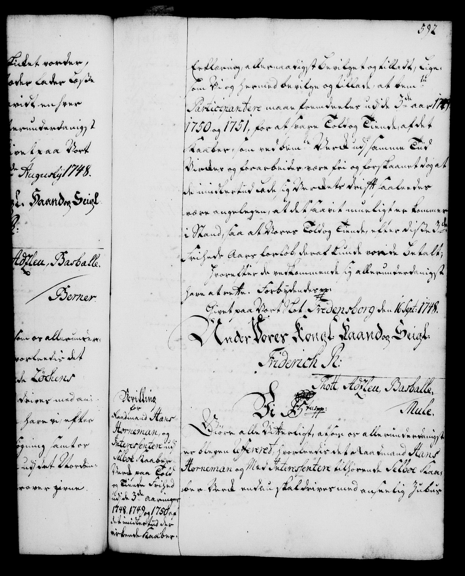 Rentekammeret, Kammerkanselliet, RA/EA-3111/G/Gg/Gga/L0005: Norsk ekspedisjonsprotokoll med register (merket RK 53.5), 1741-1749, p. 592