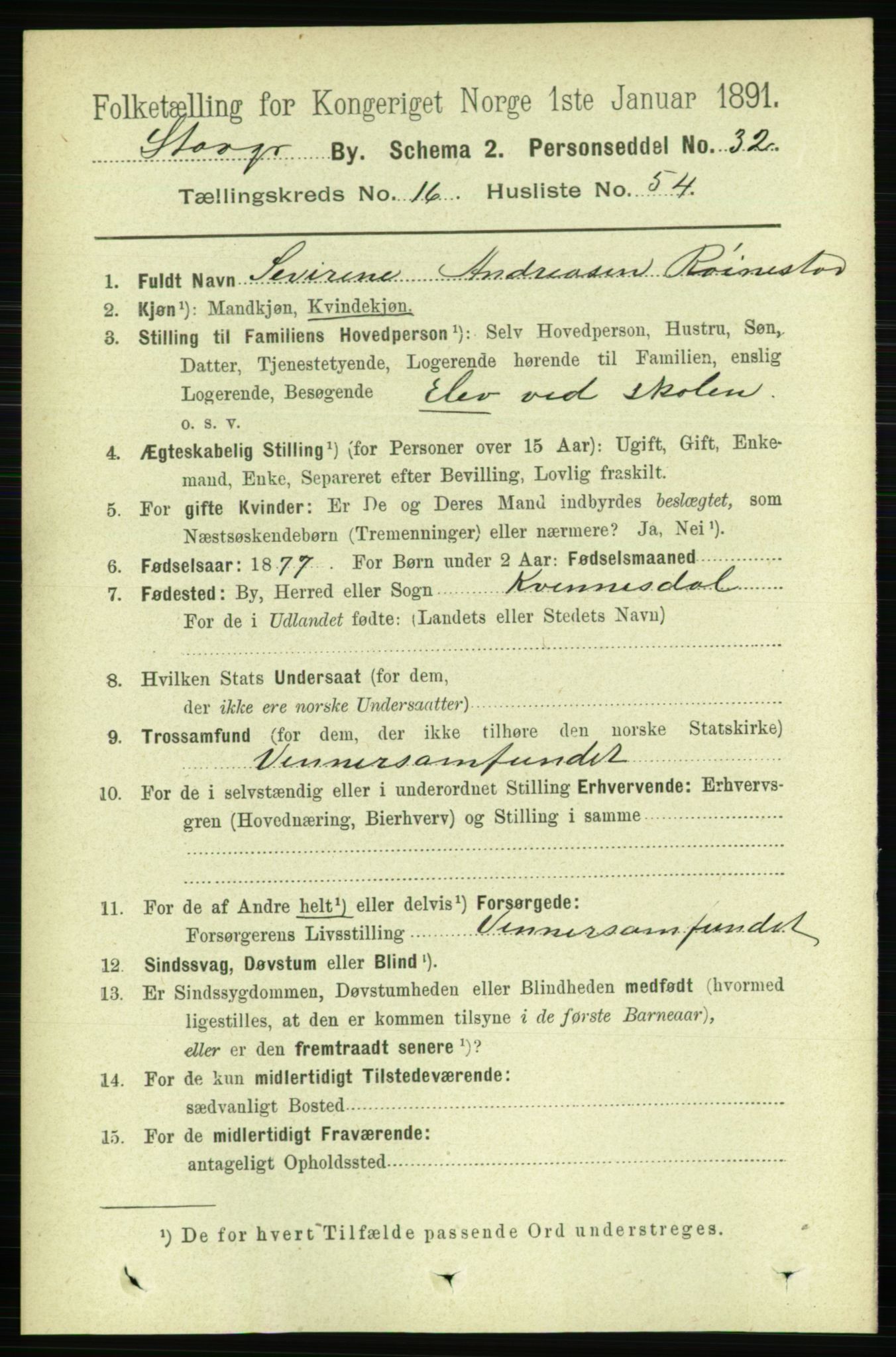 RA, 1891 census for 1103 Stavanger, 1891, p. 19381