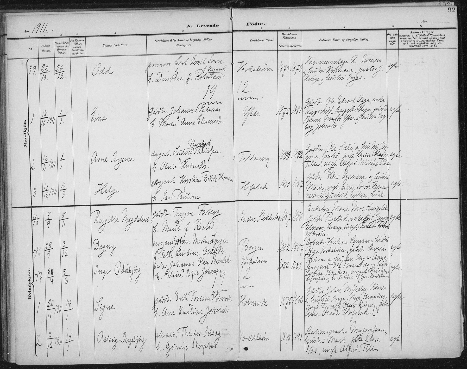 Ministerialprotokoller, klokkerbøker og fødselsregistre - Nord-Trøndelag, SAT/A-1458/723/L0246: Parish register (official) no. 723A15, 1900-1917, p. 92