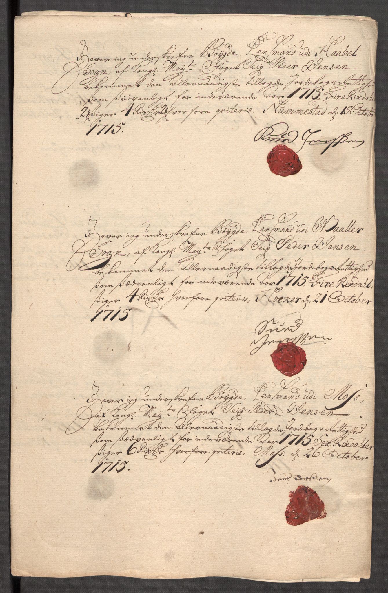 Rentekammeret inntil 1814, Reviderte regnskaper, Fogderegnskap, AV/RA-EA-4092/R04/L0140: Fogderegnskap Moss, Onsøy, Tune, Veme og Åbygge, 1715-1716, p. 185