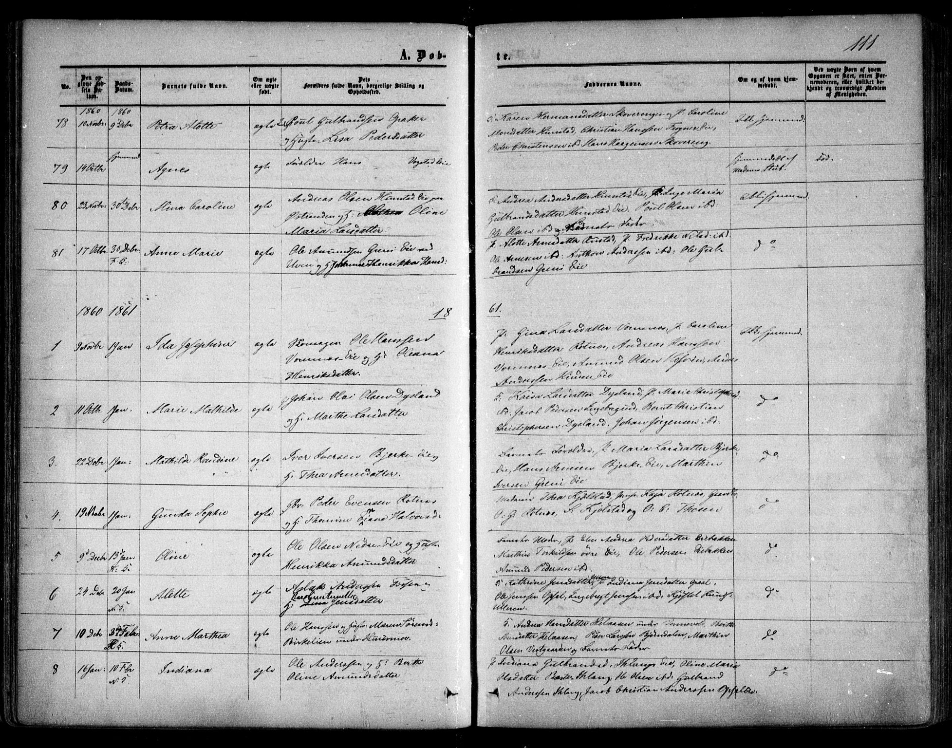 Nes prestekontor Kirkebøker, AV/SAO-A-10410/F/Fa/L0008: Parish register (official) no. I 8, 1859-1874, p. 111