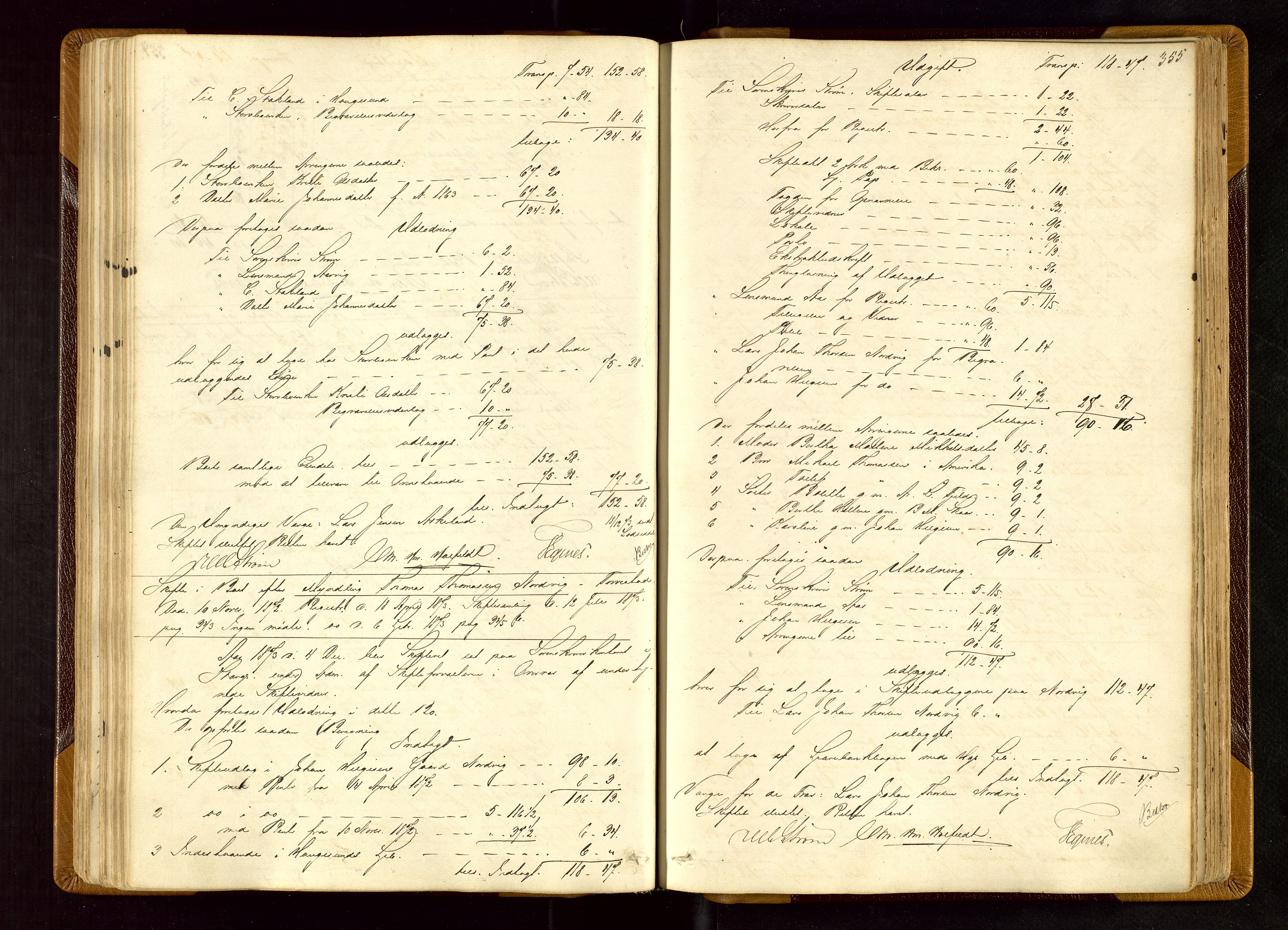 Karmsund sorenskriveri, AV/SAST-A-100311/01/IV/IVDBA/L0004: SKIFTEPROTOKOLL TORVESTAD, TYSVÆR, 1868-1877, p. 354b-355a