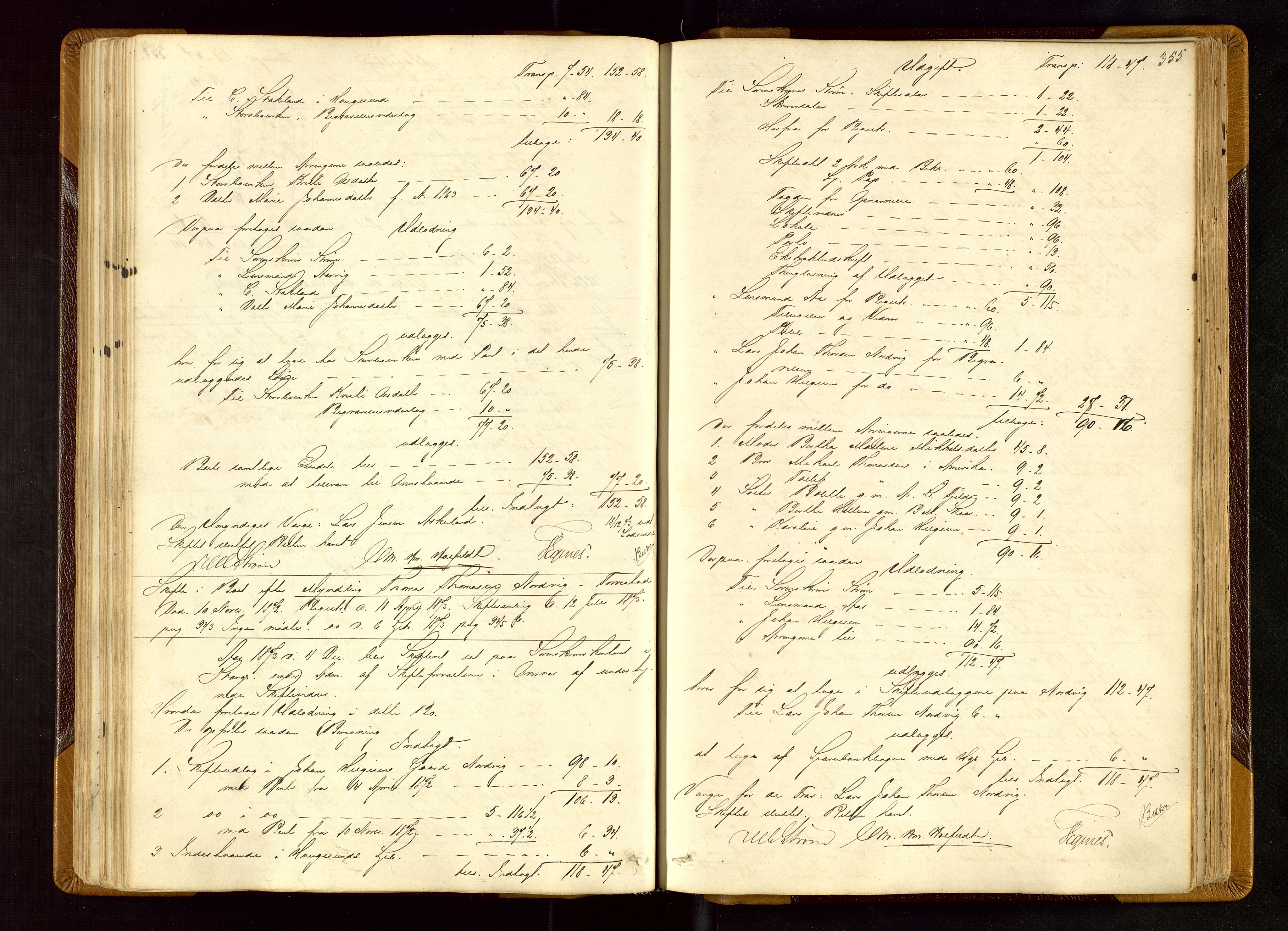 Karmsund sorenskriveri, SAST/A-100311/01/IV/IVDBA/L0004: SKIFTEPROTOKOLL TORVESTAD, TYSVÆR, 1868-1877, p. 354b-355a