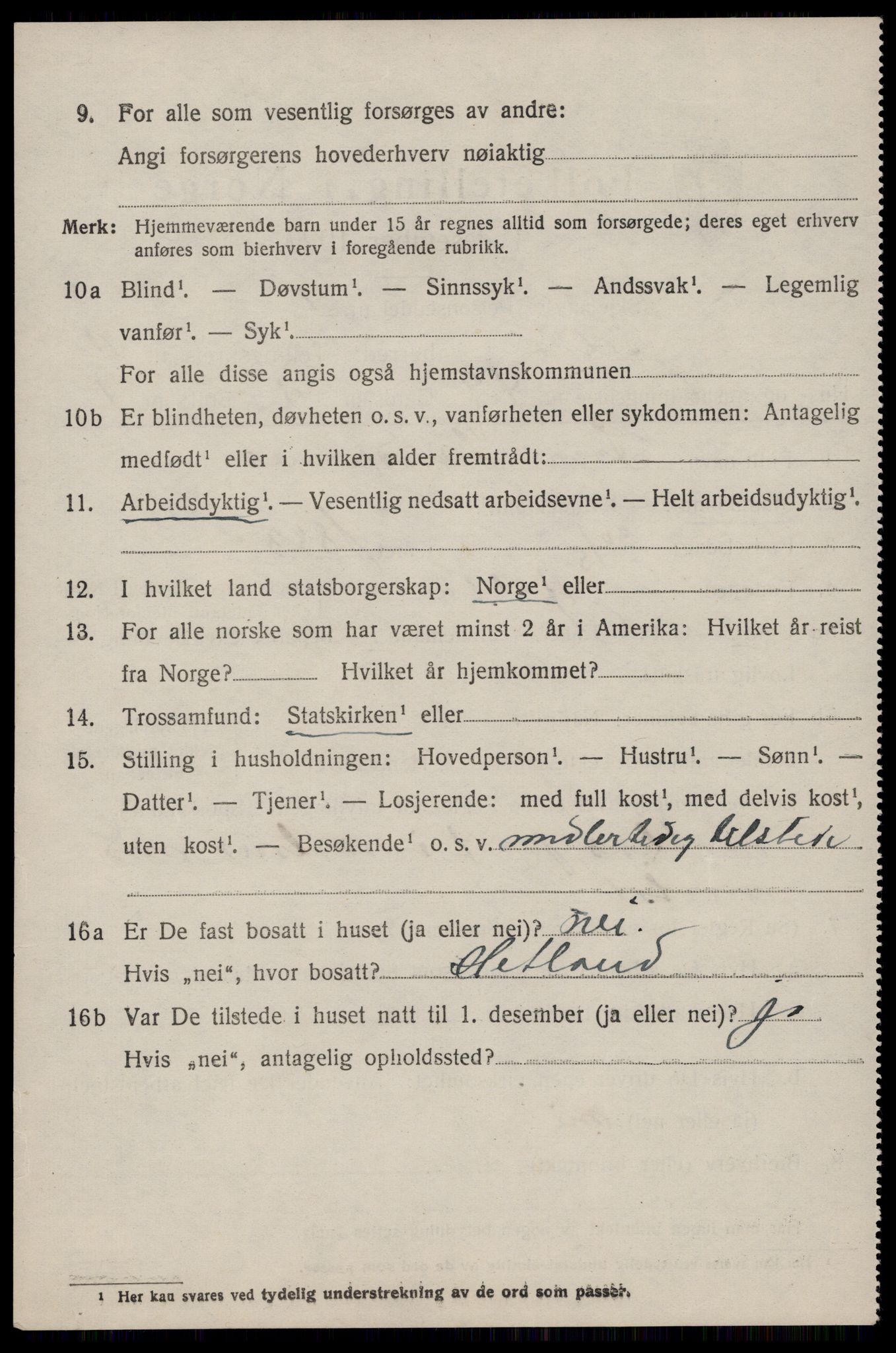 SAST, 1920 census for Jelsa, 1920, p. 3305