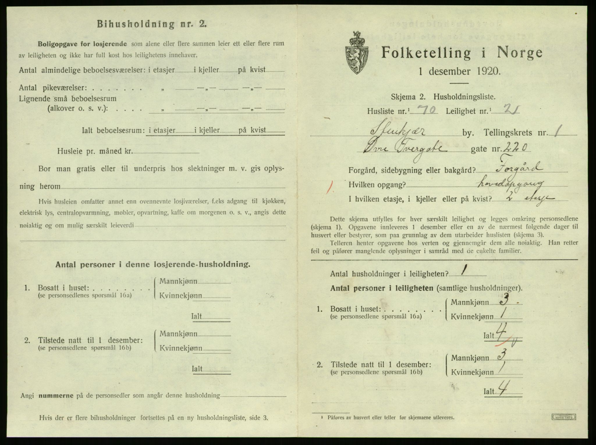 SAT, 1920 census for Steinkjer, 1920, p. 1350