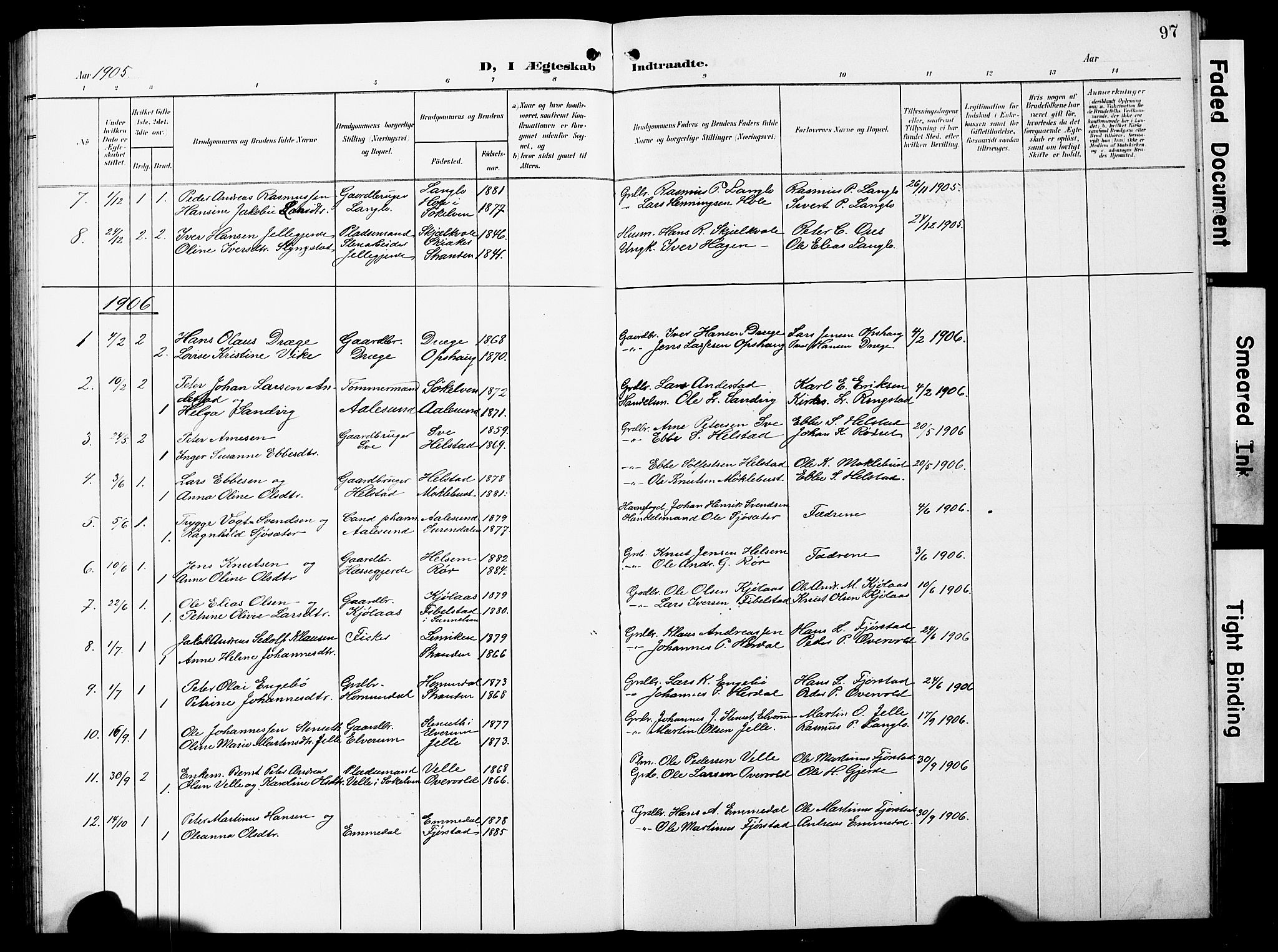 Ministerialprotokoller, klokkerbøker og fødselsregistre - Møre og Romsdal, SAT/A-1454/520/L0293: Parish register (copy) no. 520C05, 1902-1923, p. 97