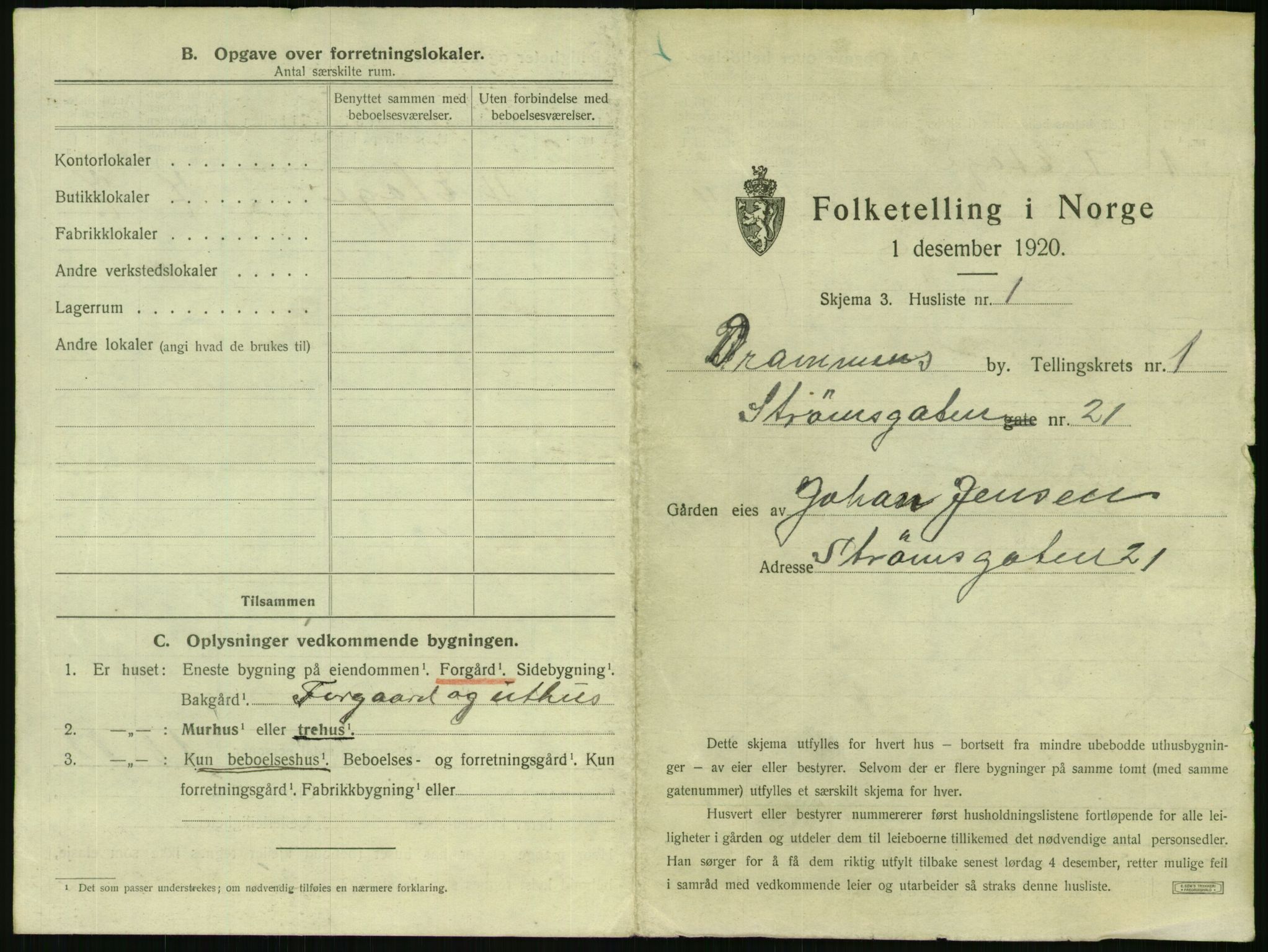SAKO, 1920 census for Drammen, 1920, p. 102