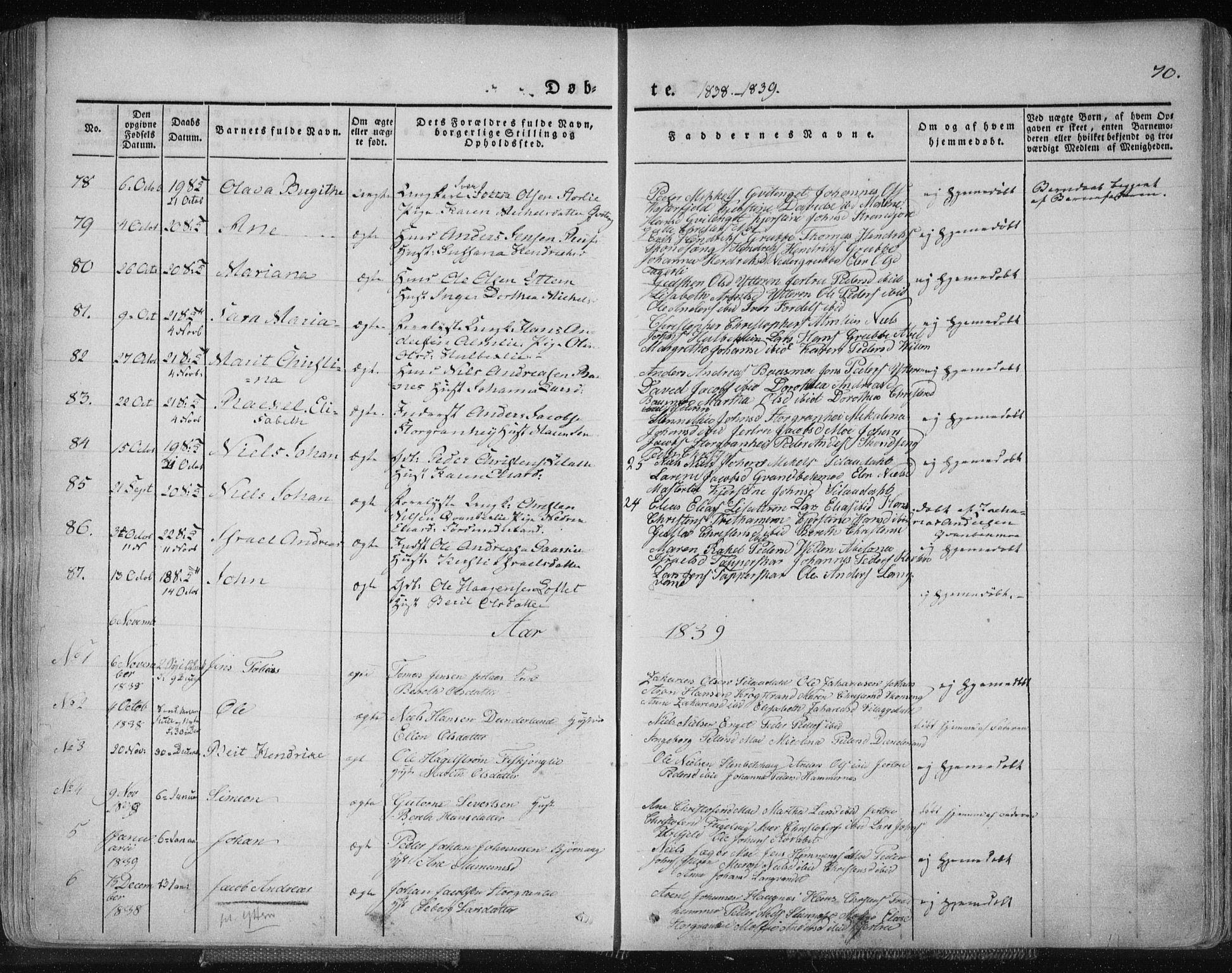 Ministerialprotokoller, klokkerbøker og fødselsregistre - Nordland, SAT/A-1459/827/L0390: Parish register (official) no. 827A02, 1826-1841, p. 70