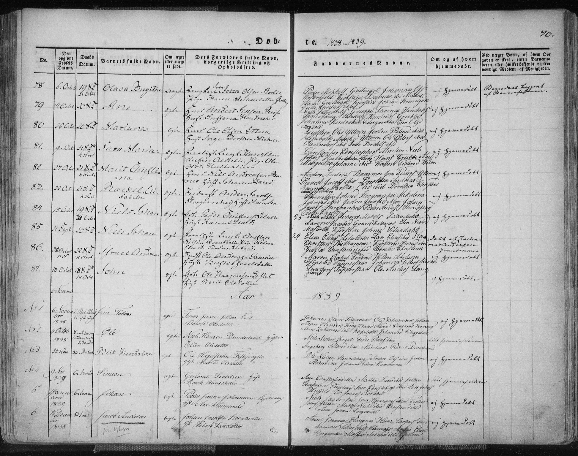 Ministerialprotokoller, klokkerbøker og fødselsregistre - Nordland, AV/SAT-A-1459/827/L0390: Parish register (official) no. 827A02, 1826-1841, p. 70