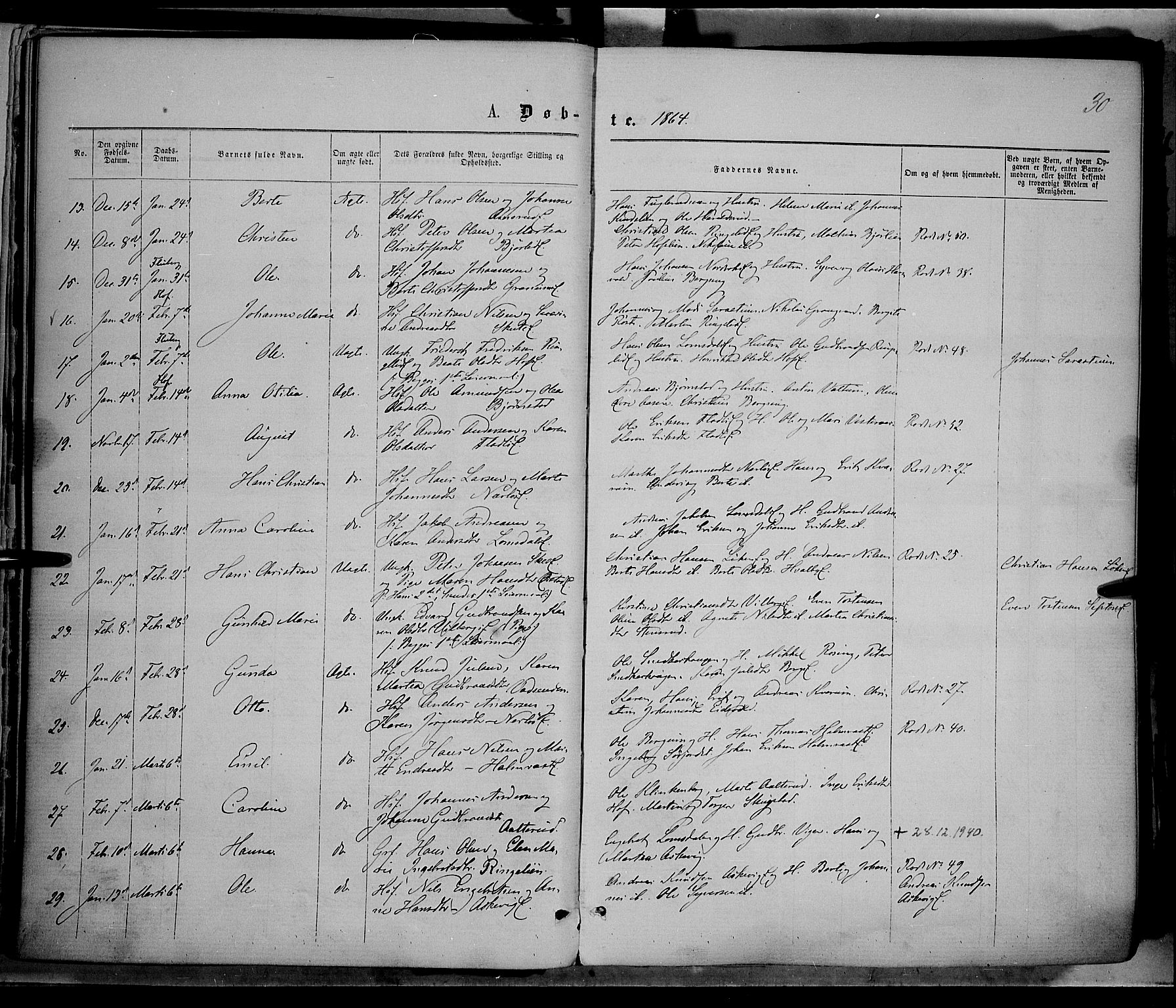 Søndre Land prestekontor, AV/SAH-PREST-122/K/L0001: Parish register (official) no. 1, 1860-1877, p. 30