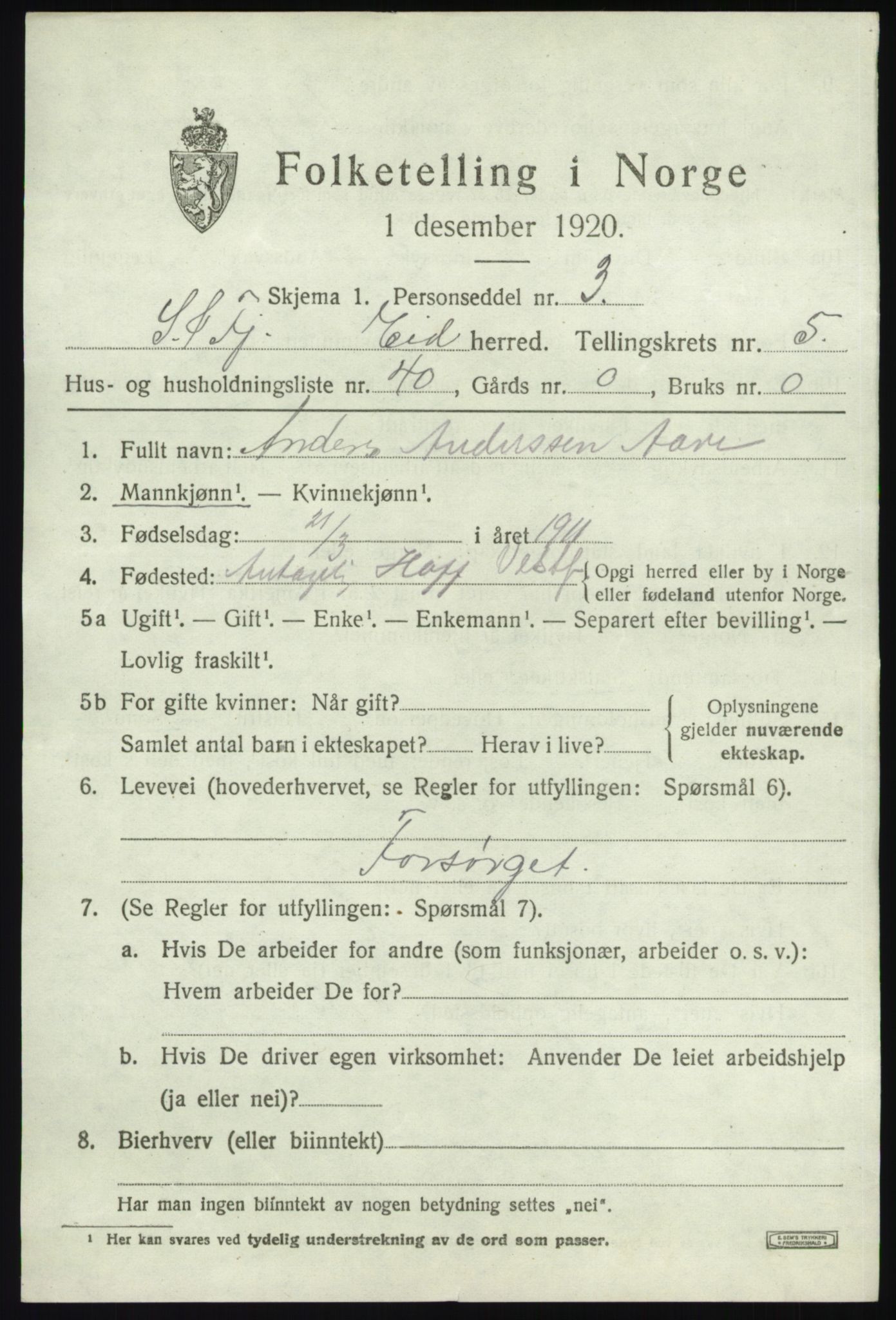 SAB, 1920 census for Eid, 1920, p. 2938