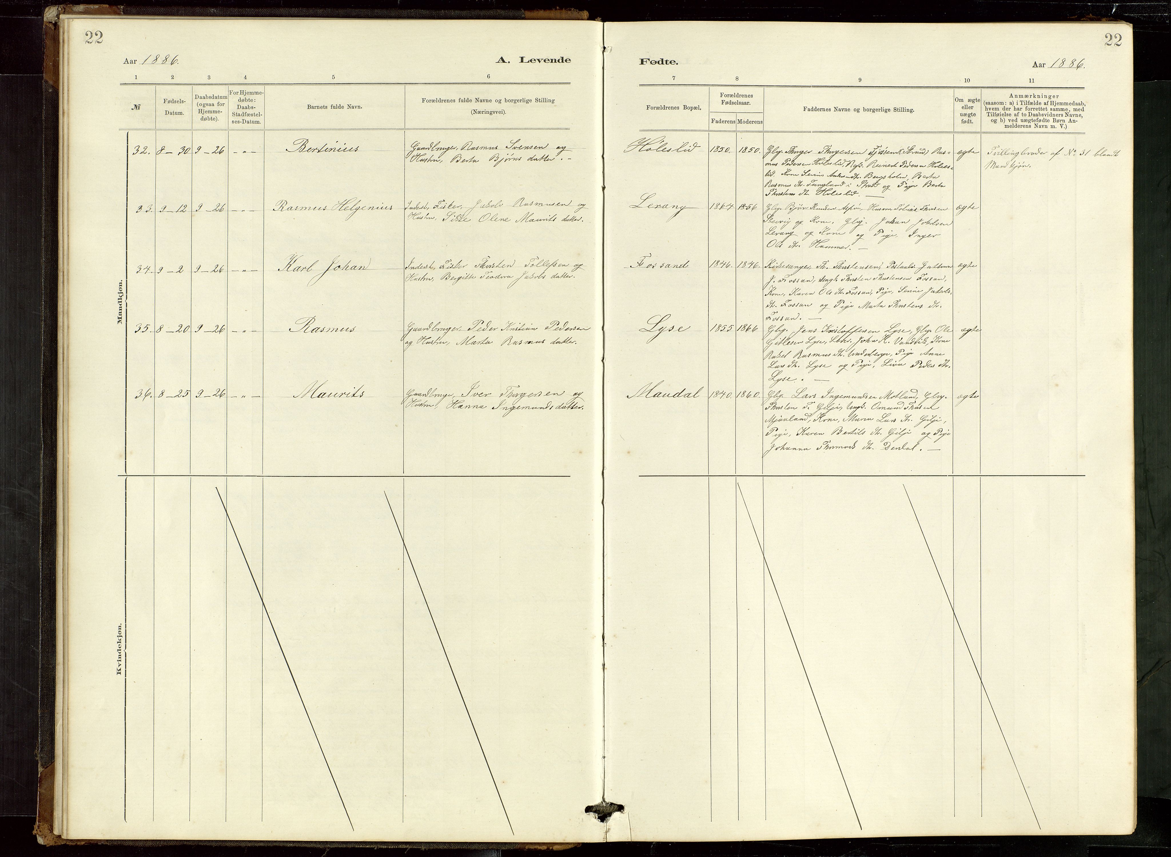 Høgsfjord sokneprestkontor, AV/SAST-A-101624/H/Ha/Hab/L0009: Parish register (copy) no. B 9, 1883-1920, p. 22