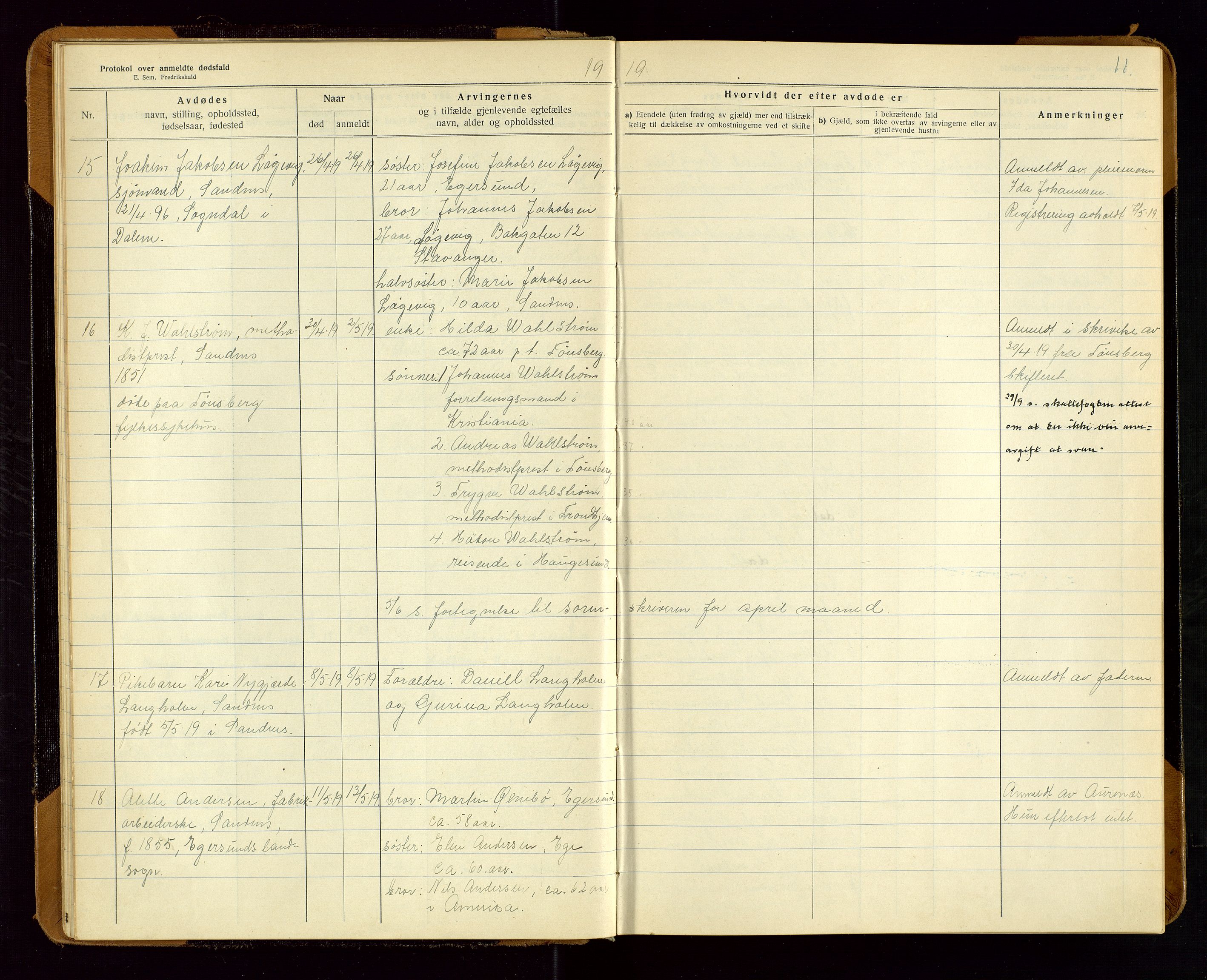 Sandnes lensmannskontor, SAST/A-100167/Gga/L0001: "Protokol over anmeldte dødsfald" m/register, 1918-1940, p. 11