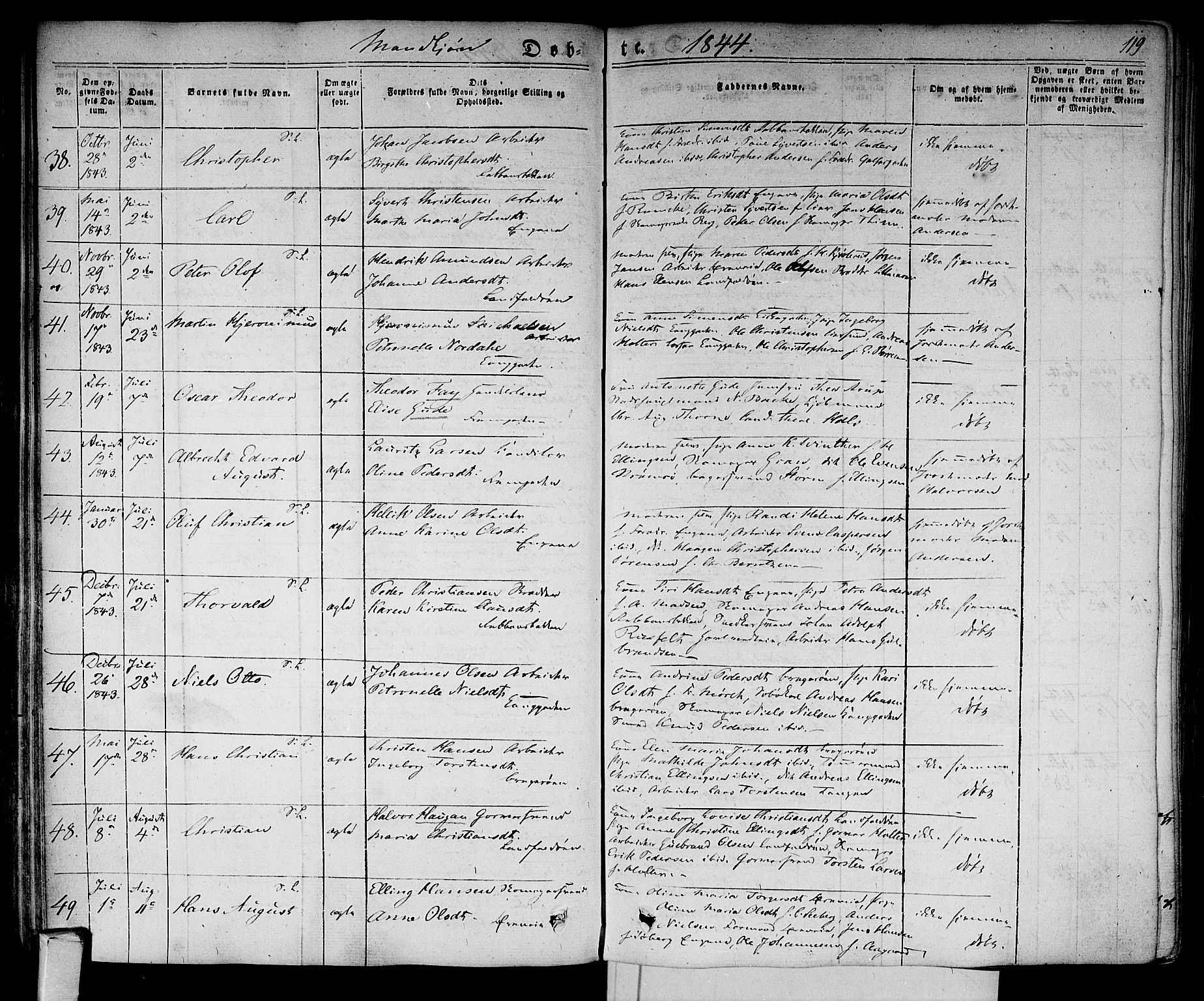 Bragernes kirkebøker, AV/SAKO-A-6/F/Fb/L0001: Parish register (official) no. II 1, 1830-1847, p. 119