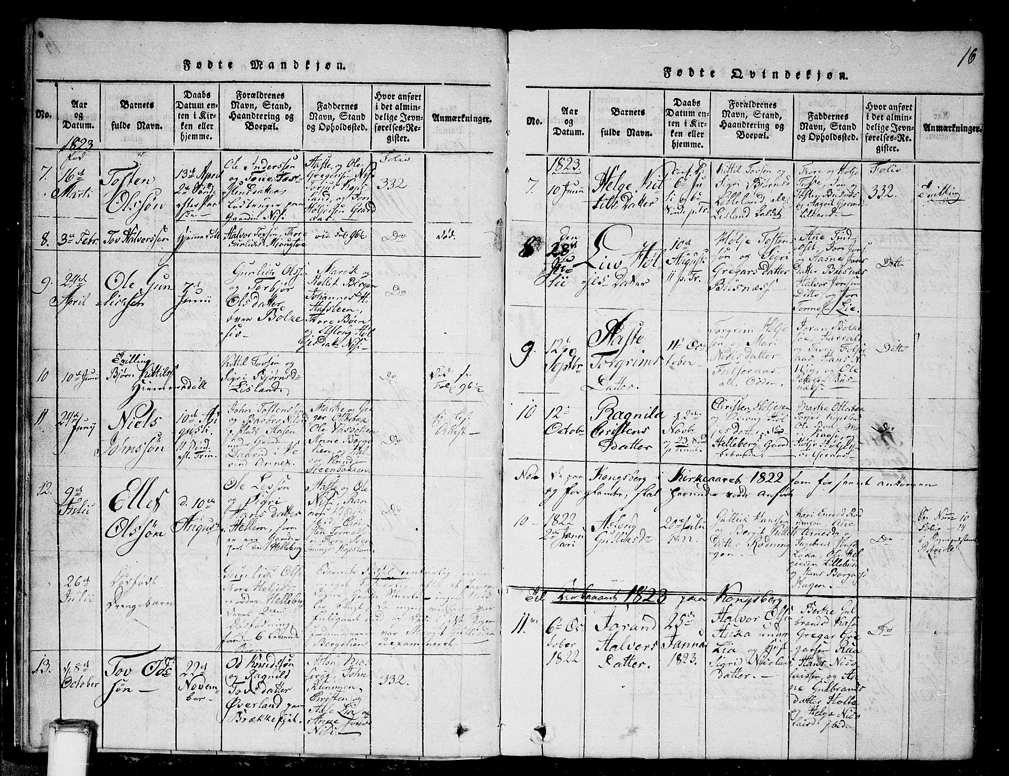 Gransherad kirkebøker, SAKO/A-267/G/Ga/L0001: Parish register (copy) no. I 1, 1815-1842, p. 16