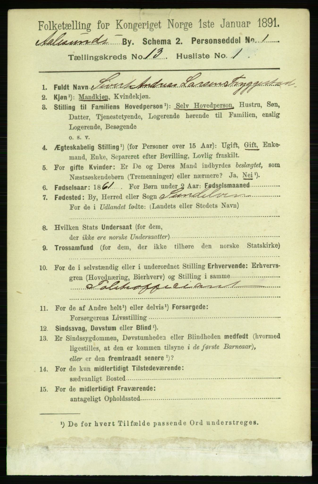 RA, 1891 census for 1501 Ålesund, 1891, p. 7892