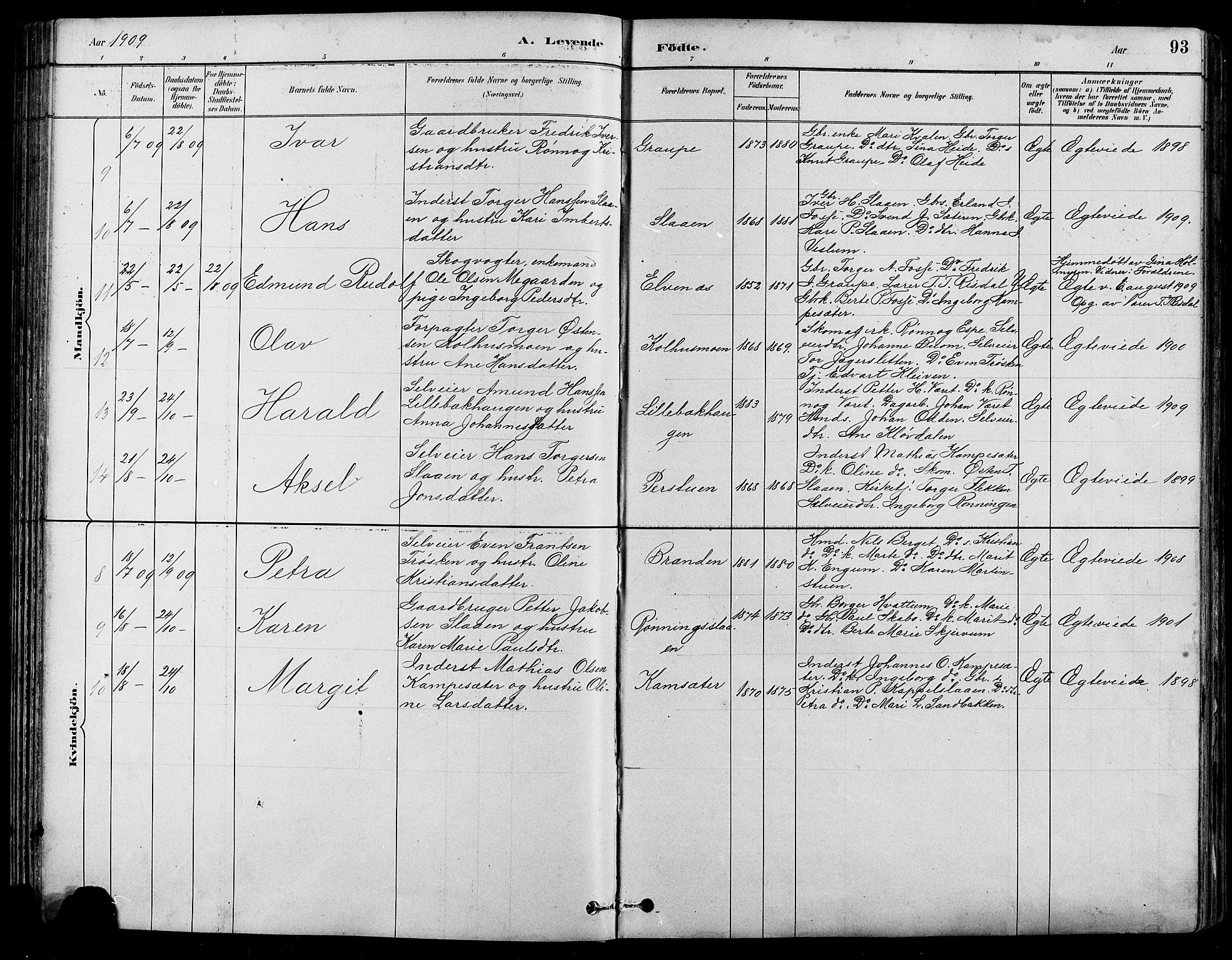 Nord-Fron prestekontor, SAH/PREST-080/H/Ha/Hab/L0005: Parish register (copy) no. 5, 1884-1914, p. 93