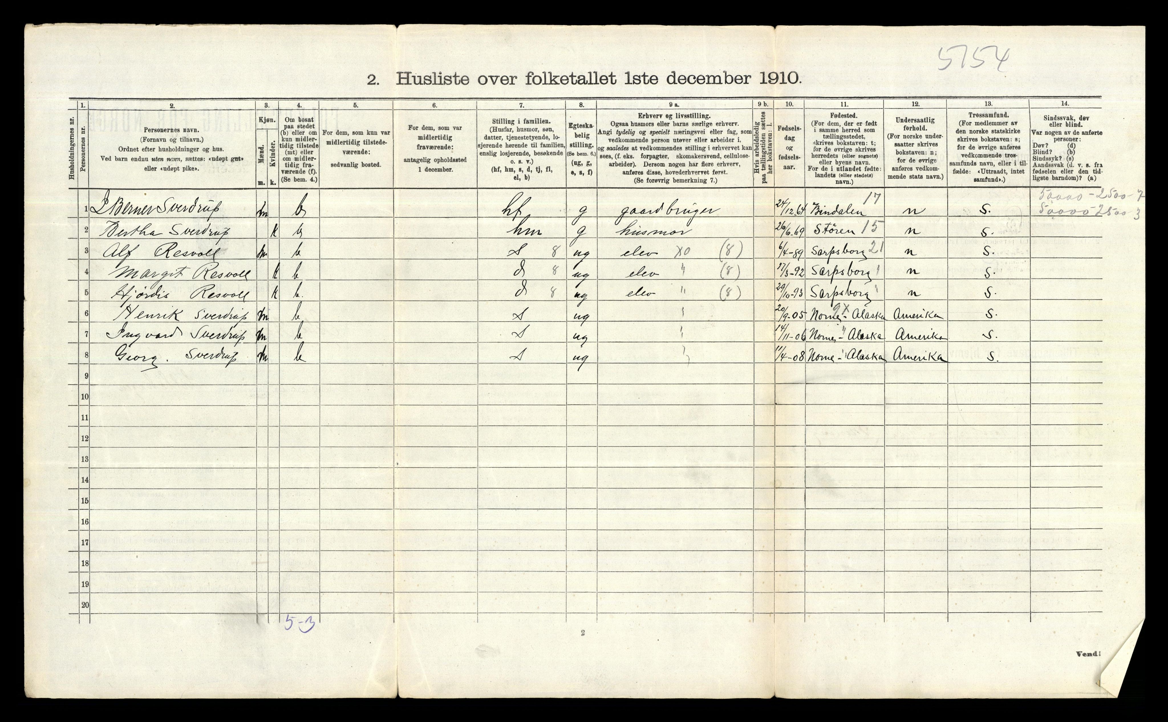 RA, 1910 census for Bærum, 1910, p. 1322