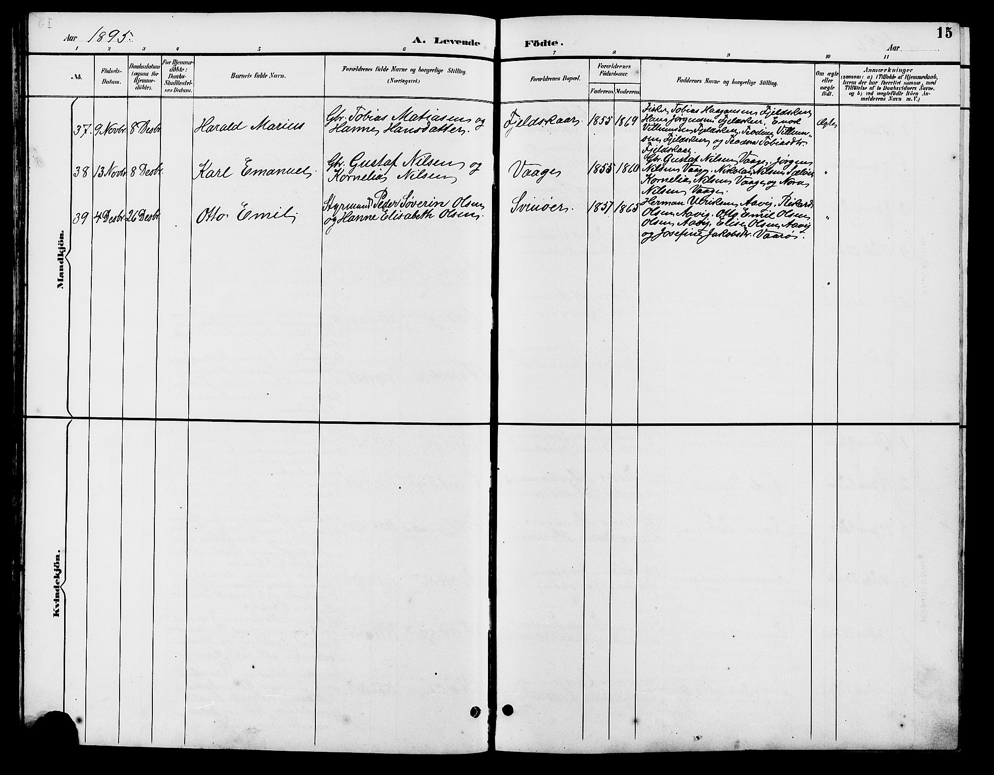 Sør-Audnedal sokneprestkontor, SAK/1111-0039/F/Fb/Fba/L0004: Parish register (copy) no. B 4, 1893-1909, p. 15