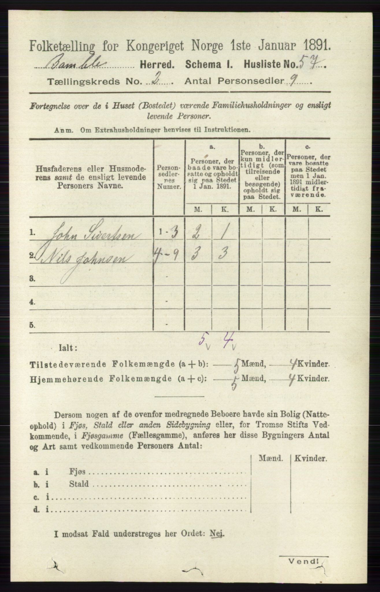 RA, 1891 census for 0814 Bamble, 1891, p. 998