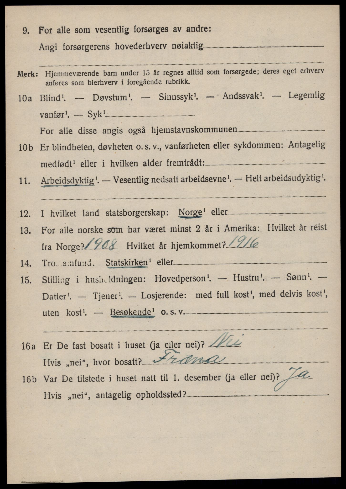 SAT, 1920 census for Vestnes, 1920, p. 3108