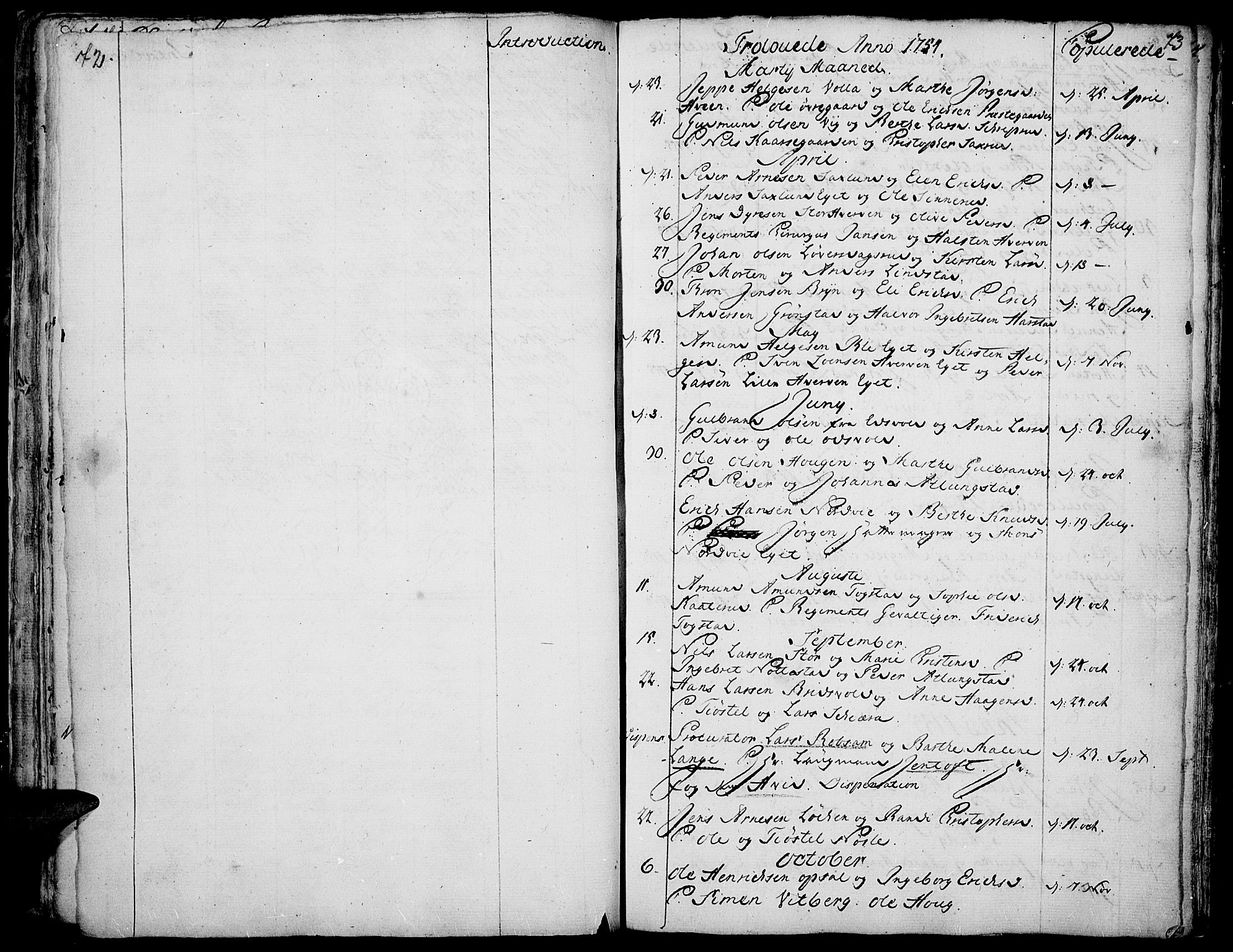 Stange prestekontor, SAH/PREST-002/K/L0005: Parish register (official) no. 5, 1754-1762, p. 72-73