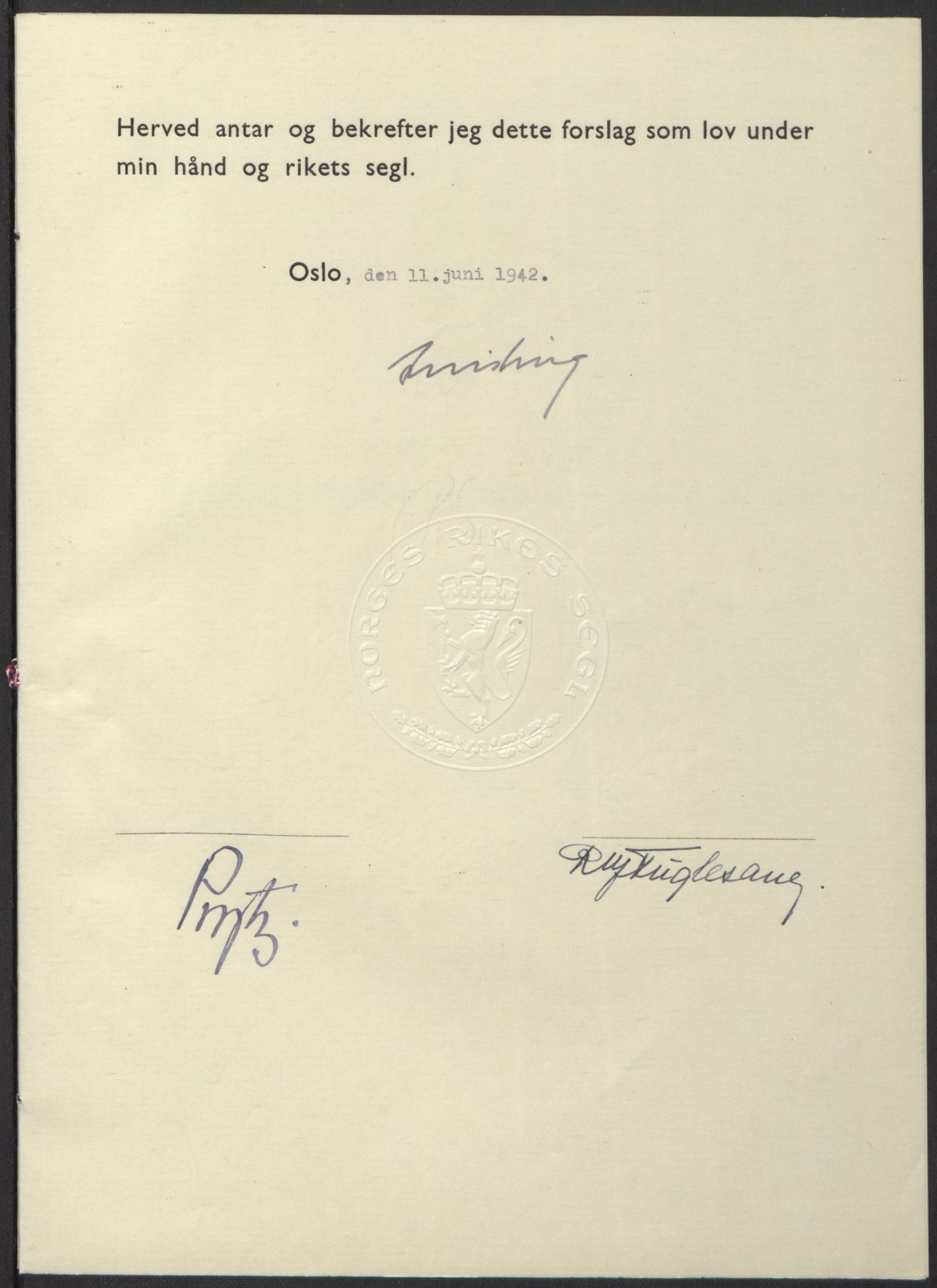 NS-administrasjonen 1940-1945 (Statsrådsekretariatet, de kommisariske statsråder mm), AV/RA-S-4279/D/Db/L0098: Lover II, 1942, p. 37