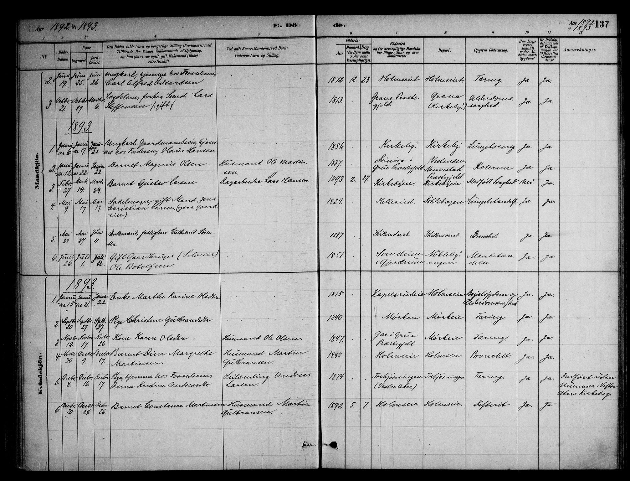 Nittedal prestekontor Kirkebøker, AV/SAO-A-10365a/F/Fb/L0001: Parish register (official) no. II 1, 1879-1901, p. 137