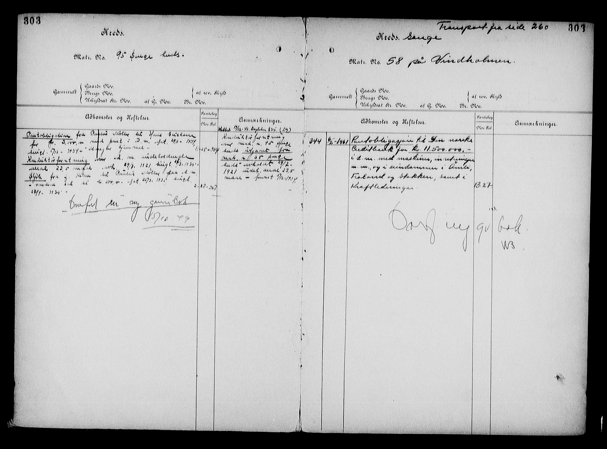 Arendal byfogd, AV/SAK-1222-0001/G/Ga/L0015: Mortgage register no. 13, 1860-1960, p. 303