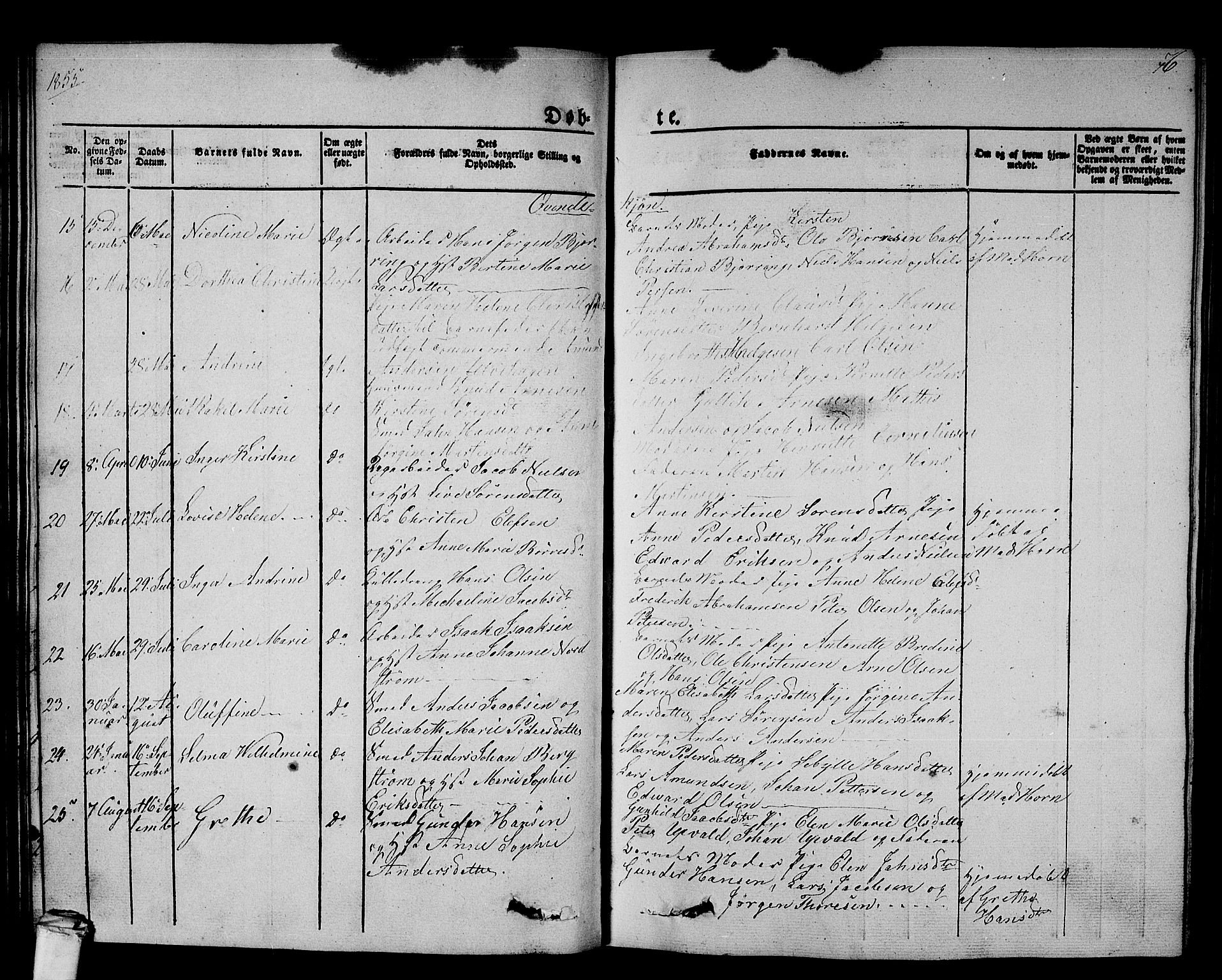 Larvik kirkebøker, AV/SAKO-A-352/G/Gb/L0002: Parish register (copy) no. II 2, 1843-1866, p. 76