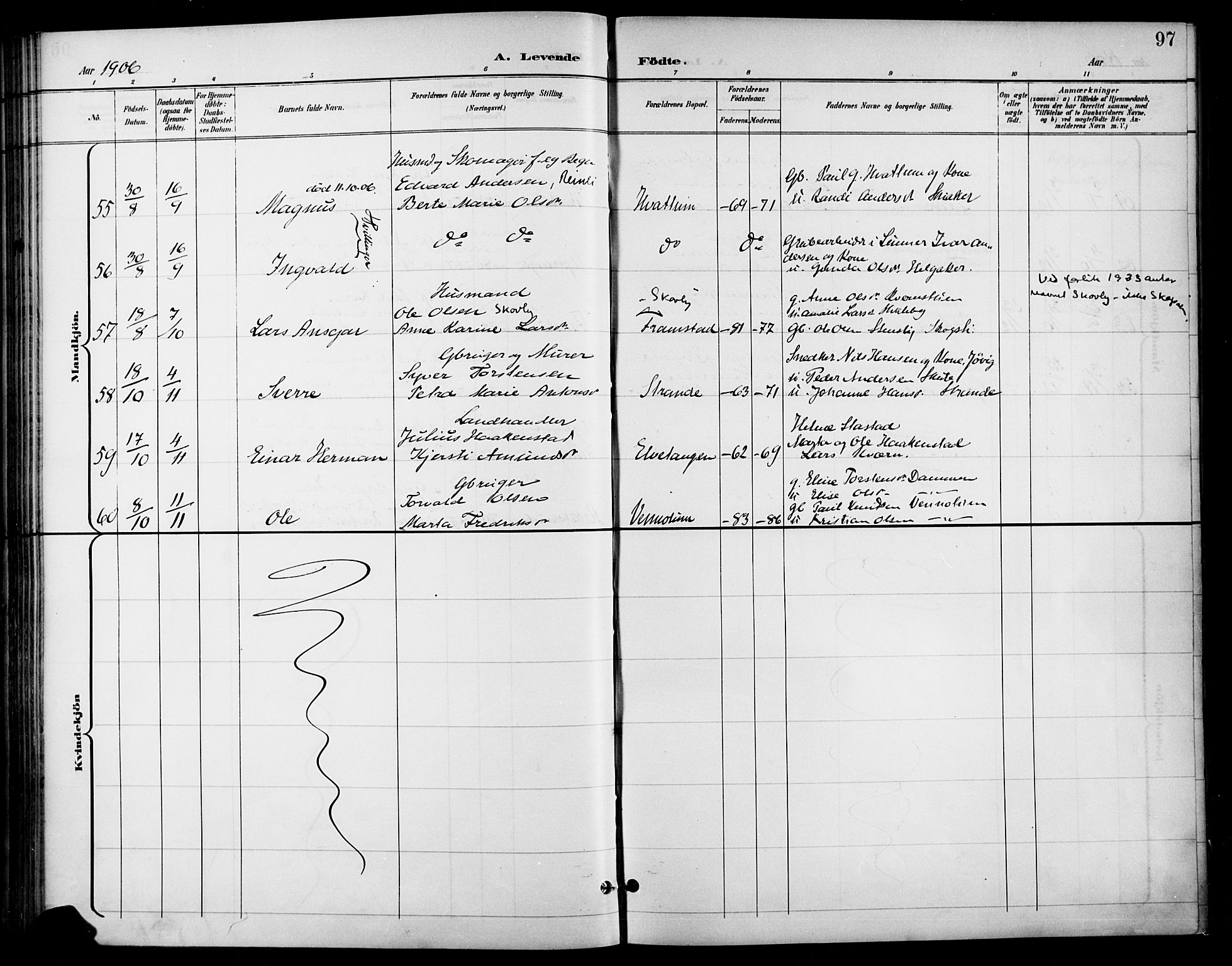Gran prestekontor, SAH/PREST-112/H/Ha/Haa/L0019: Parish register (official) no. 19, 1898-1907, p. 97