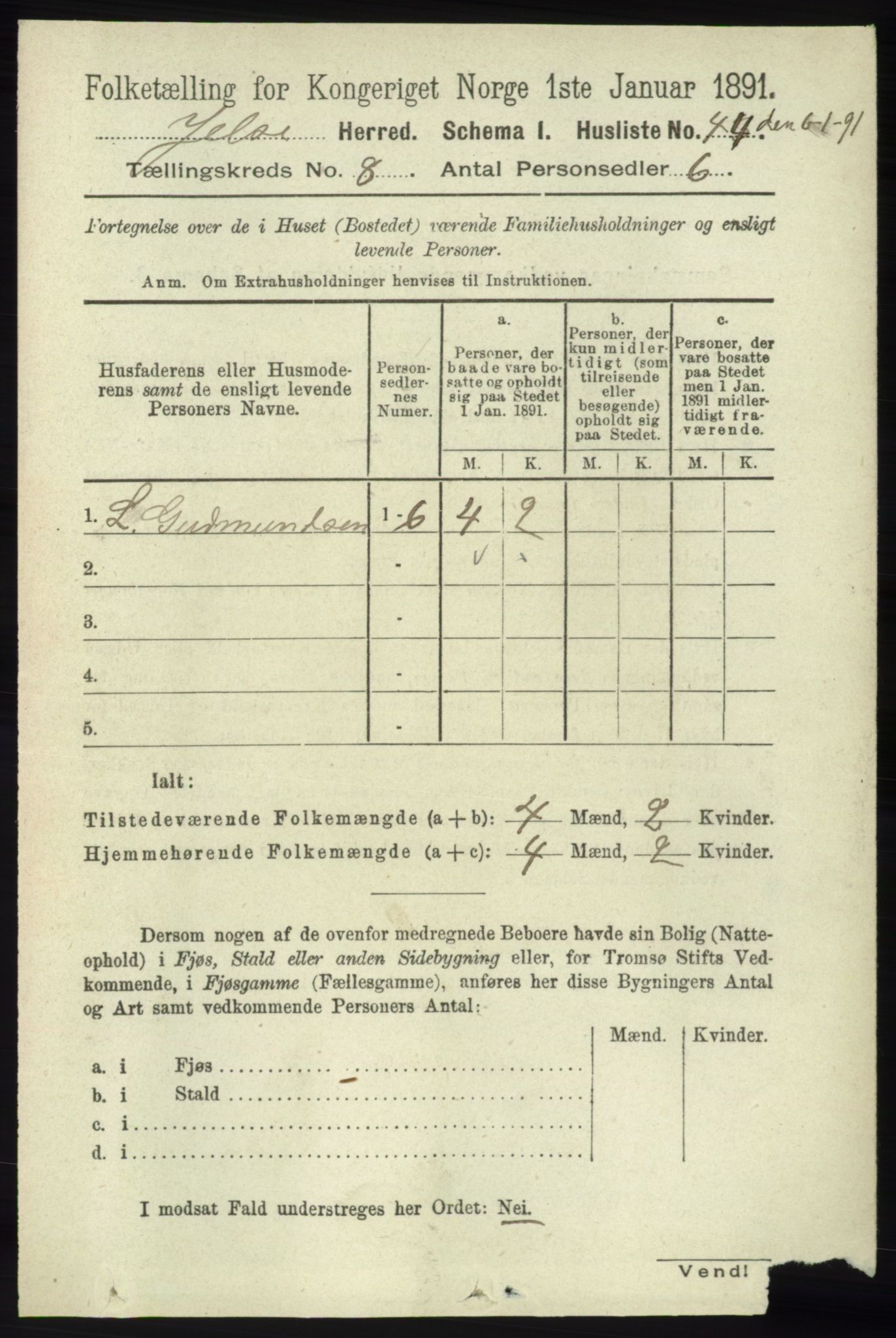 RA, 1891 census for 1138 Jelsa, 1891, p. 1800