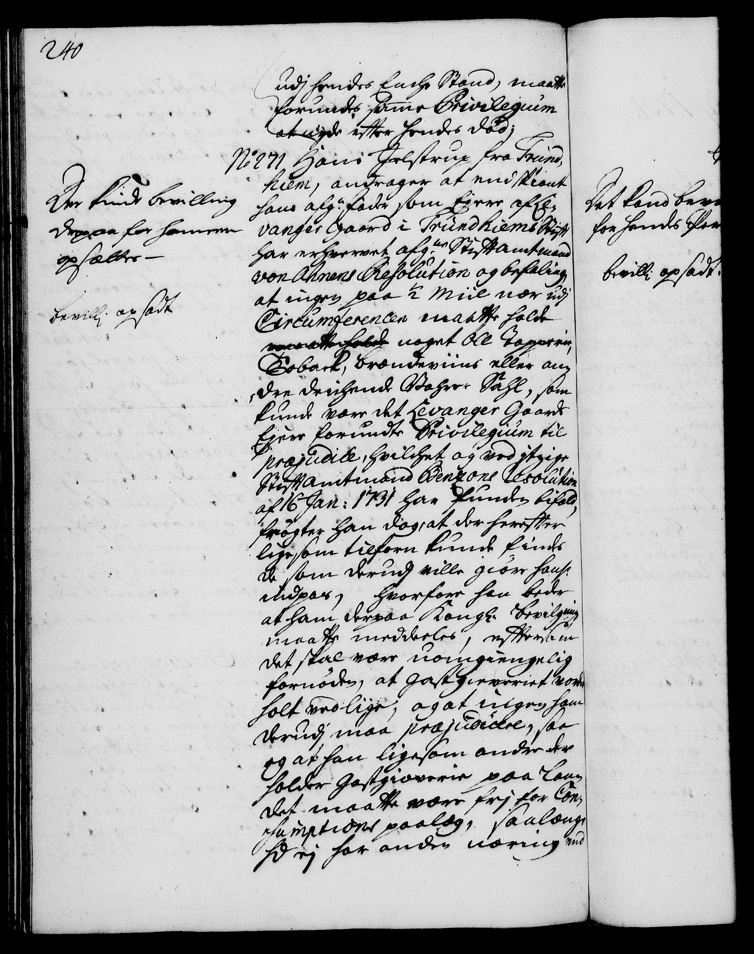 Rentekammeret, Kammerkanselliet, RA/EA-3111/G/Gh/Gha/L0013: Norsk ekstraktmemorialprotokoll (merket RK 53.58), 1731, p. 240