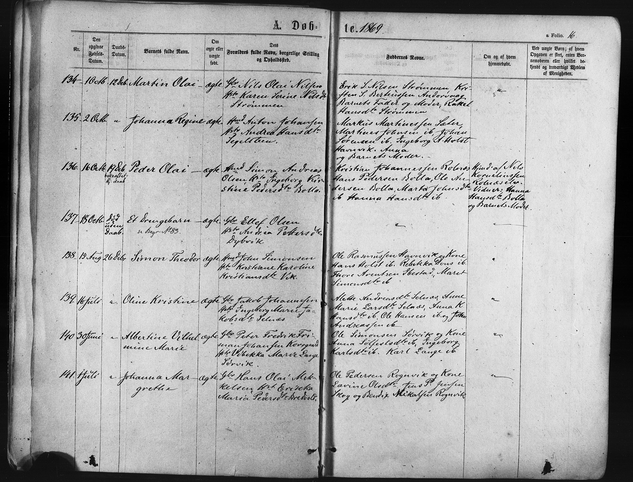 Ibestad sokneprestembete, SATØ/S-0077/H/Ha/Haa/L0010kirke: Parish register (official) no. 10, 1869-1879, p. 16