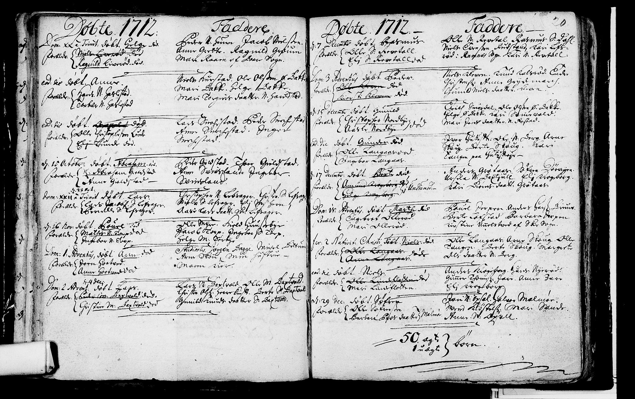 Våle kirkebøker, SAKO/A-334/F/Fa/L0002: Parish register (official) no. I 2, 1705-1732, p. 20