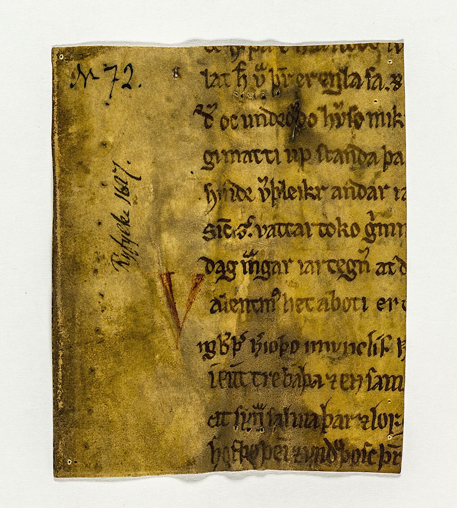 Riksarkivets diplomsamling, RA/EA-5965/F26/L0006: Norrøne membranfragmenter bestand 67-87, 1100-1536, p. 43