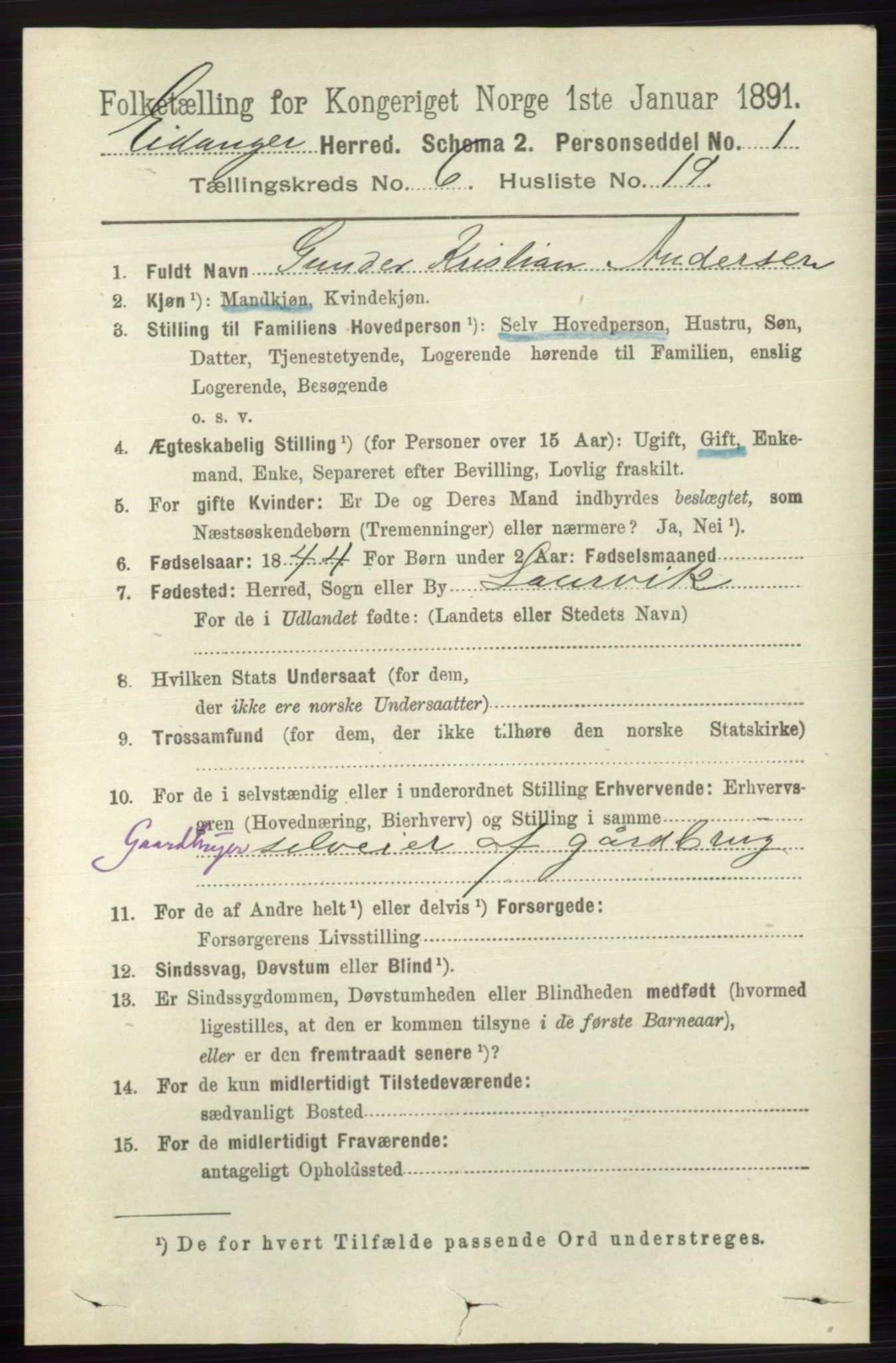 RA, 1891 census for 0813 Eidanger, 1891, p. 2701