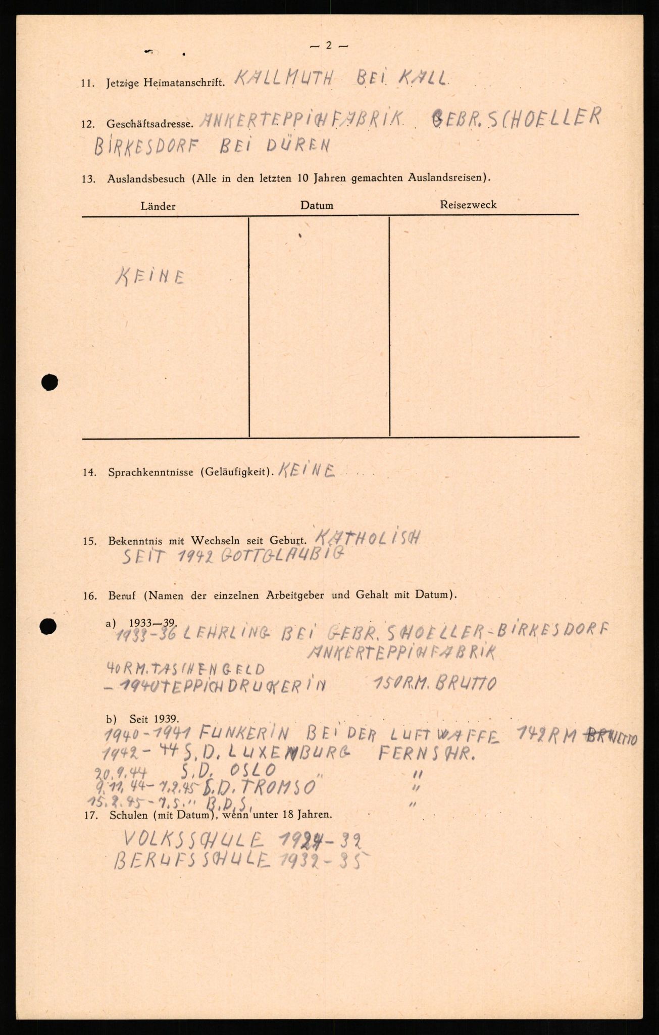 Forsvaret, Forsvarets overkommando II, AV/RA-RAFA-3915/D/Db/L0013: CI Questionaires. Tyske okkupasjonsstyrker i Norge. Tyskere., 1945-1946, p. 455