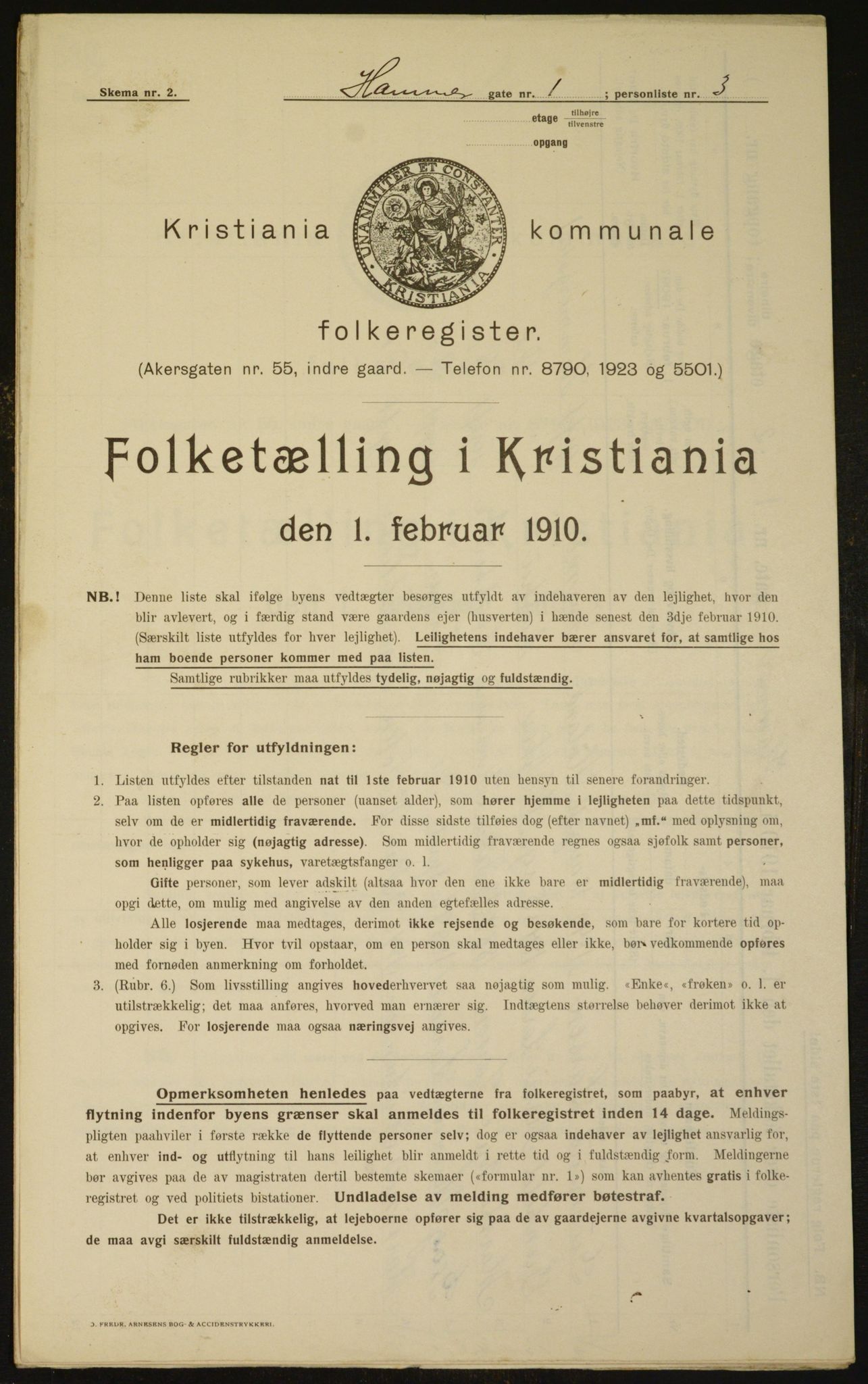 OBA, Municipal Census 1910 for Kristiania, 1910, p. 32186