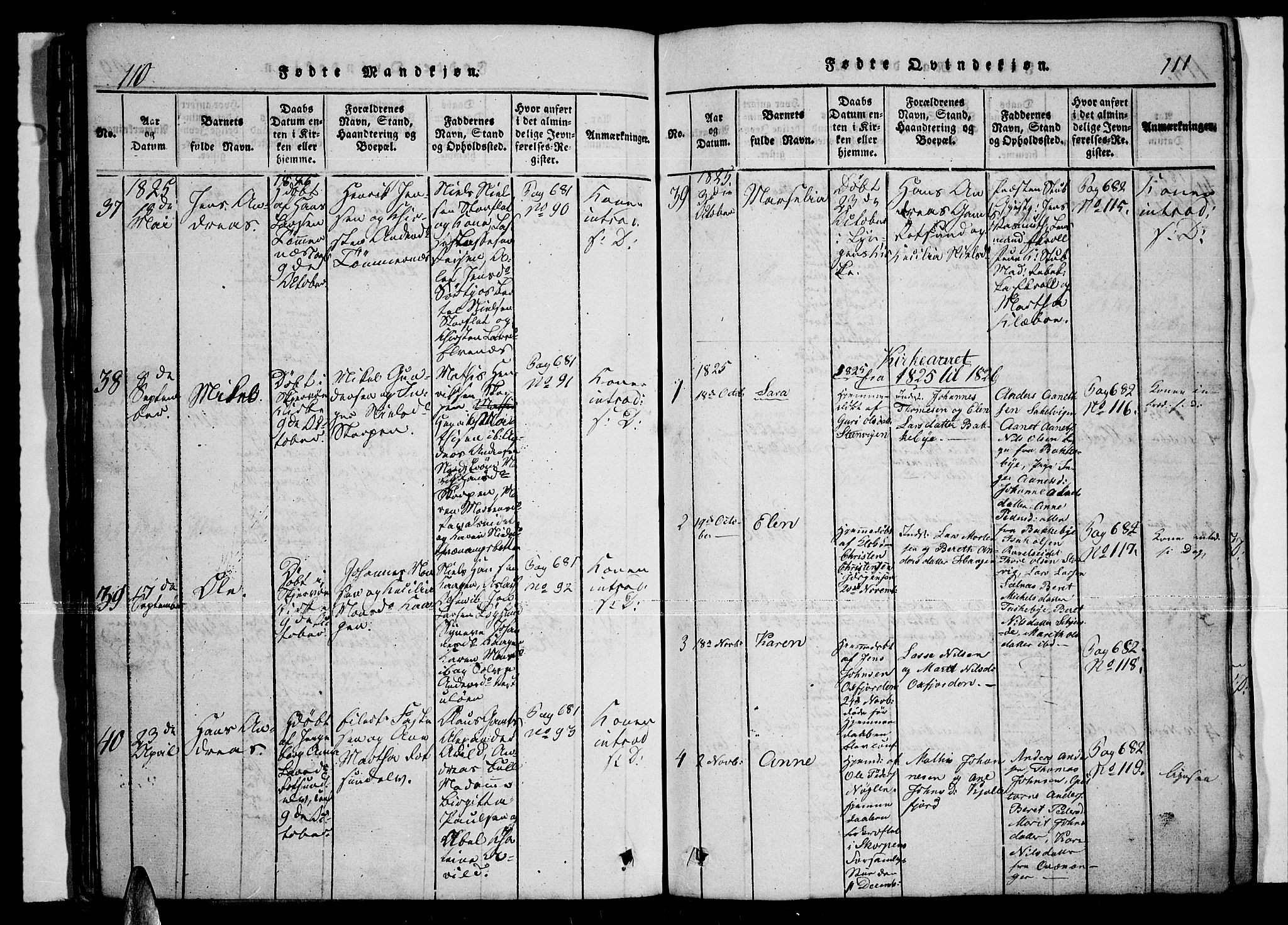 Skjervøy sokneprestkontor, AV/SATØ-S-1300/H/Ha/Haa/L0004kirke: Parish register (official) no. 4, 1820-1838, p. 110-111