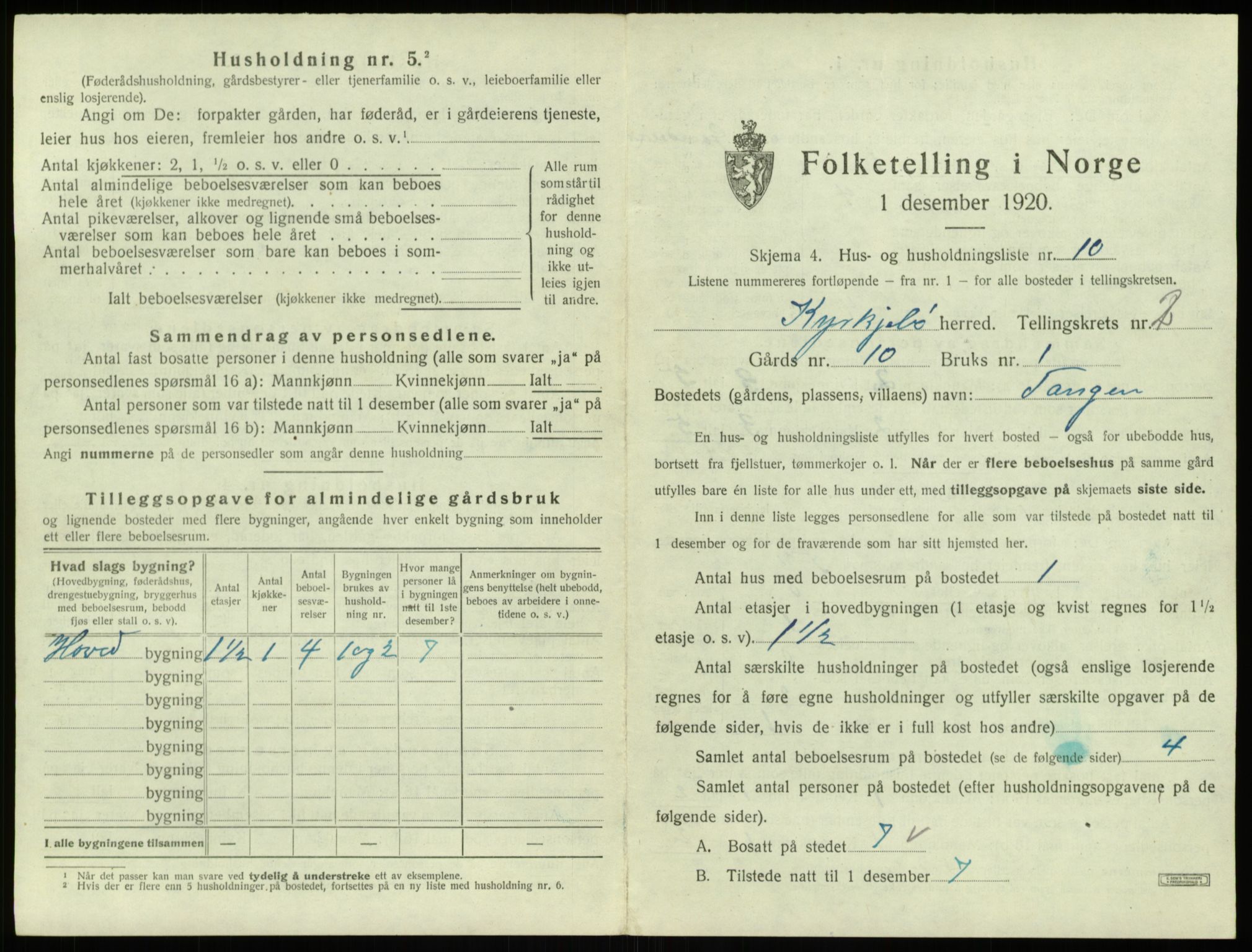 SAB, 1920 census for Kyrkjebø, 1920, p. 104