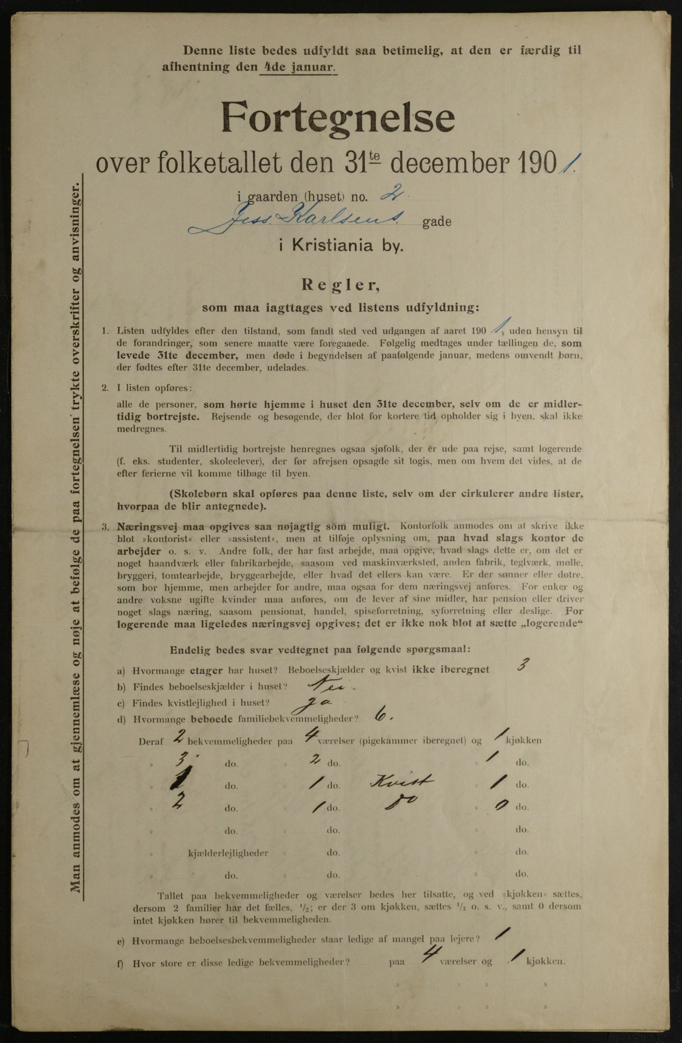 OBA, Municipal Census 1901 for Kristiania, 1901, p. 7300