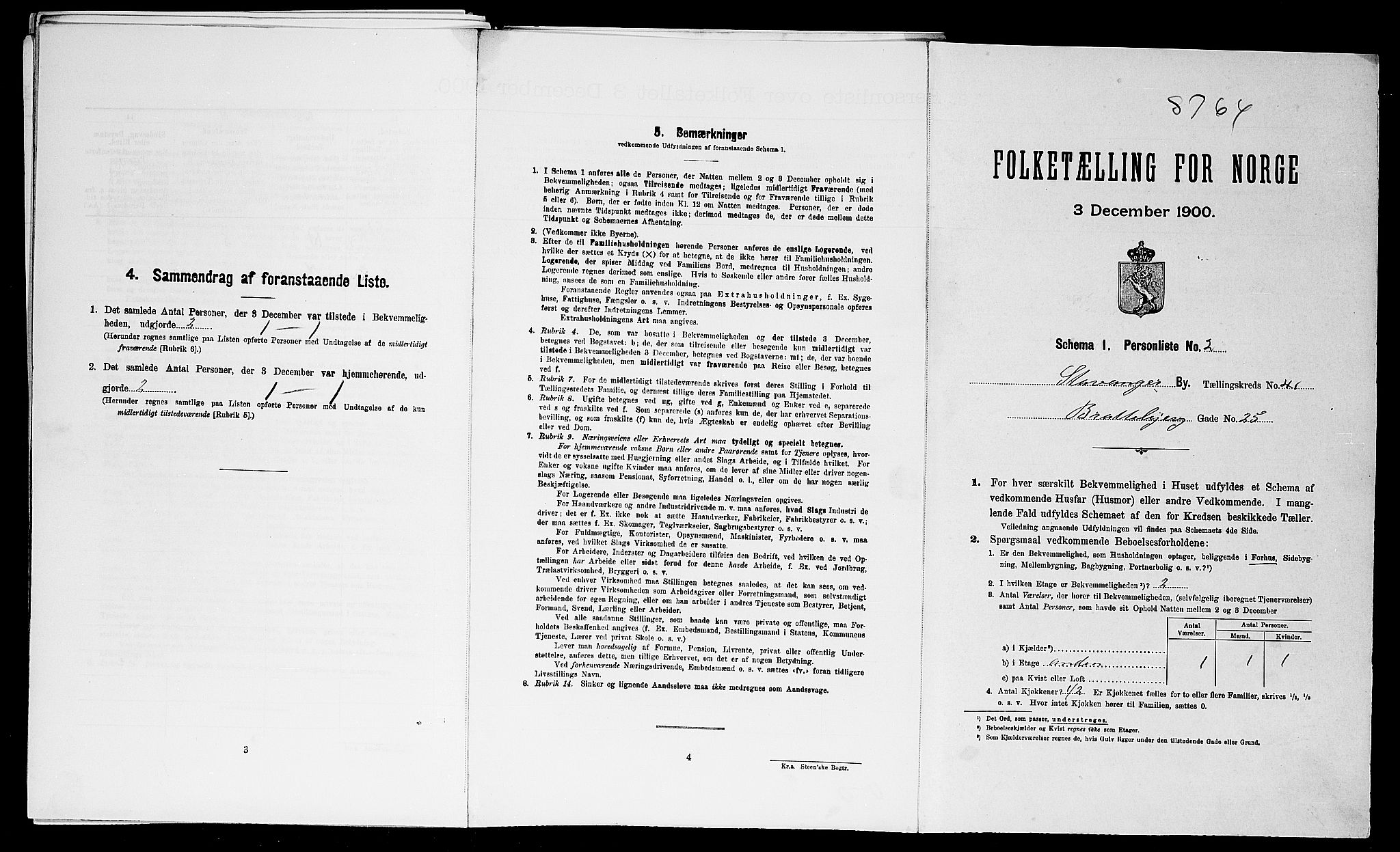 SAST, 1900 census for Stavanger, 1900, p. 15174