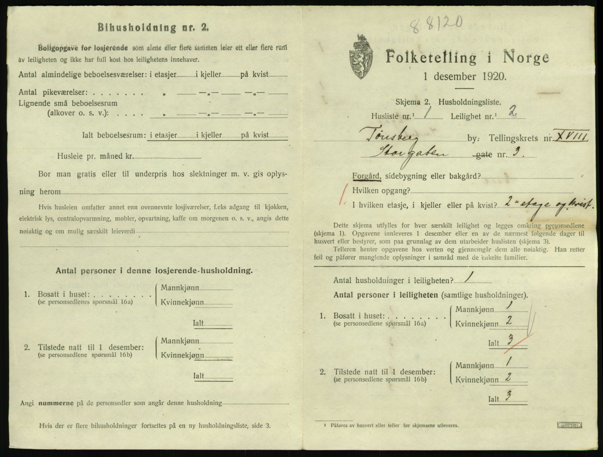 SAKO, 1920 census for Tønsberg, 1920, p. 6847